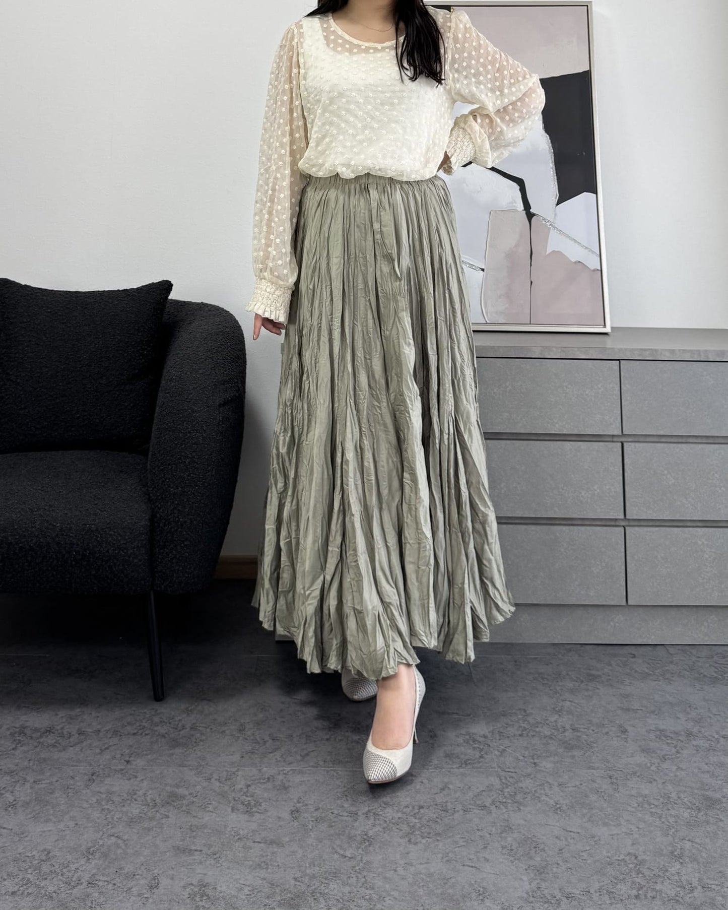 シャイニープリーツマキシスカート