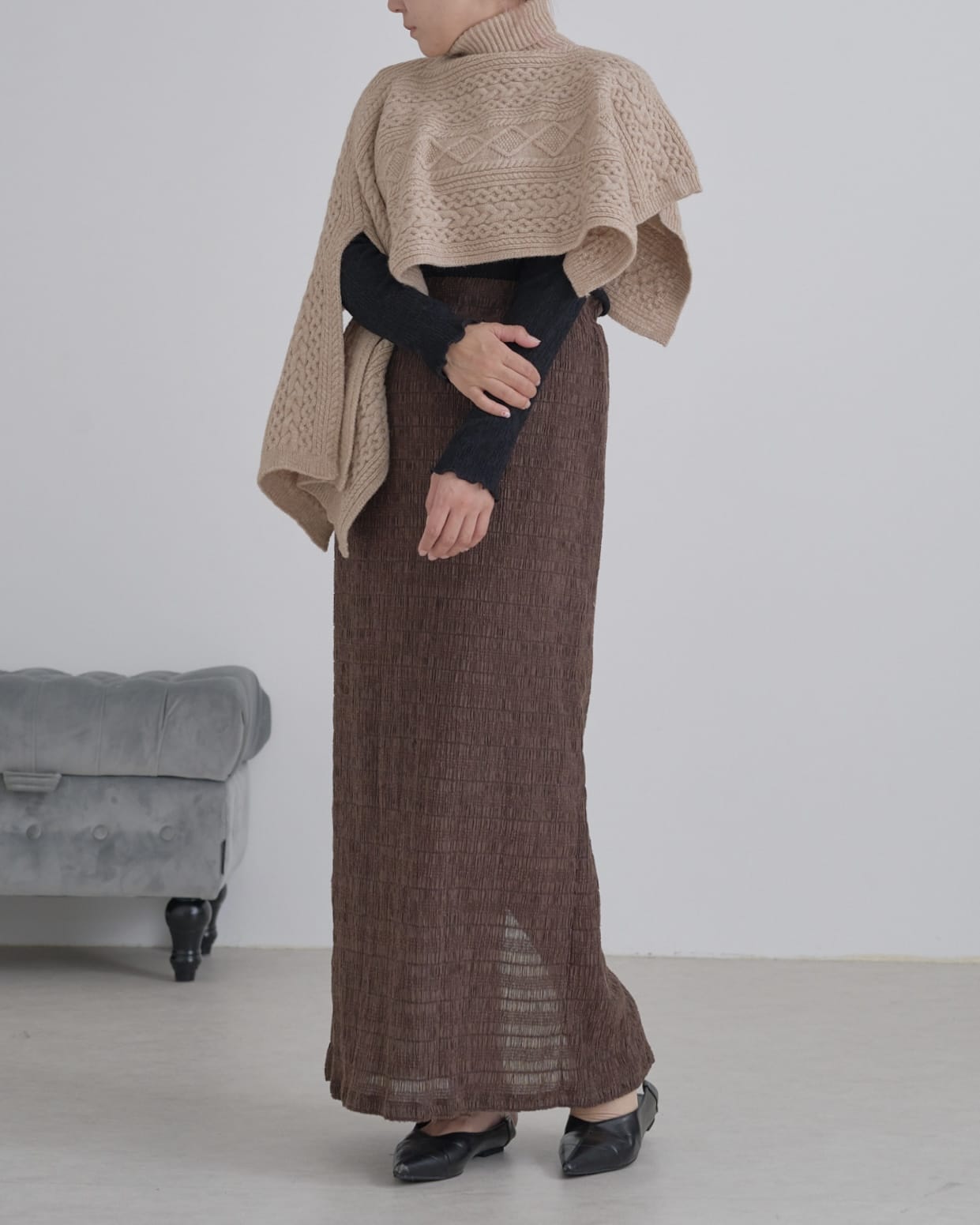 タートルショートポンチョ