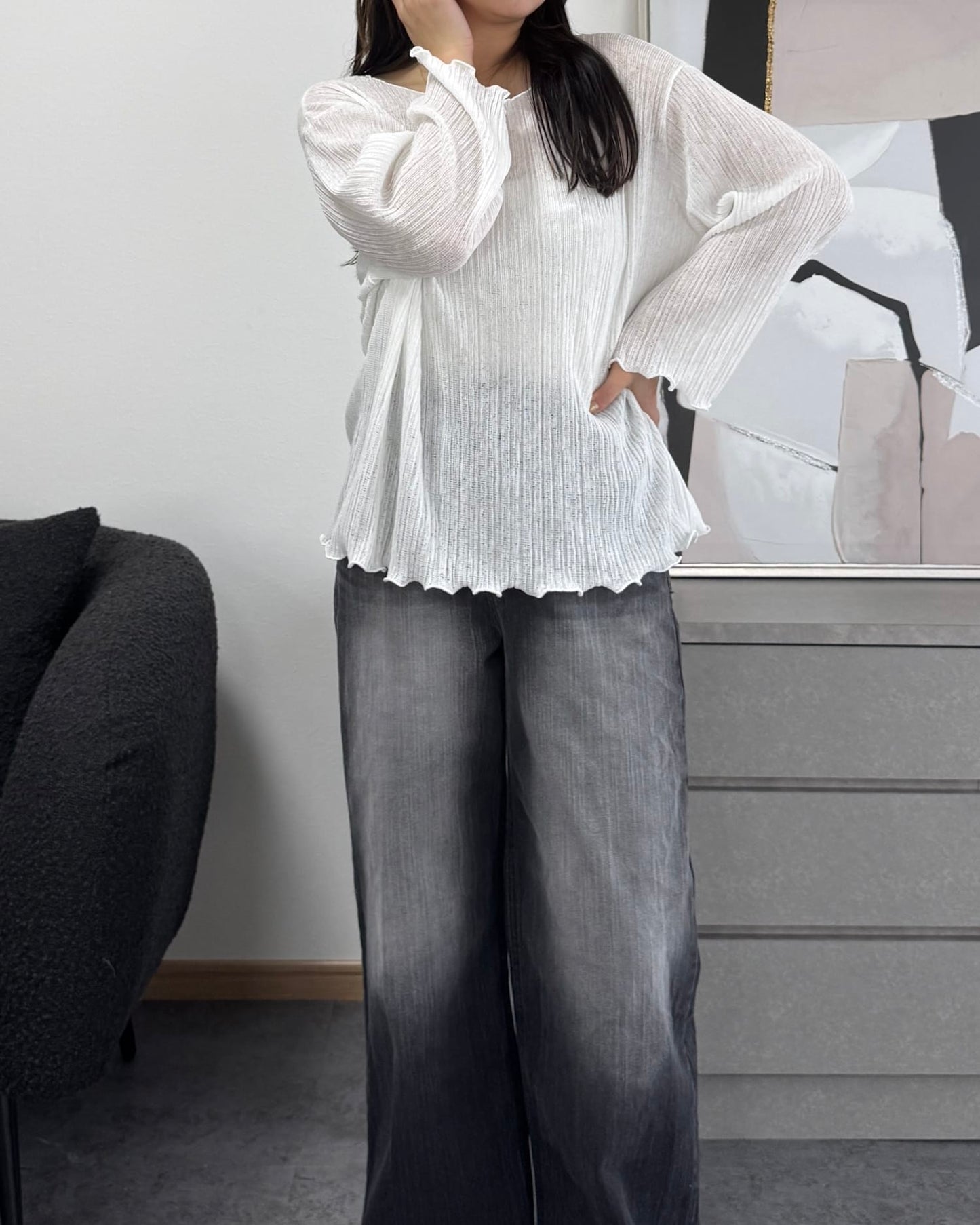 シフォンオーバーシアートップス