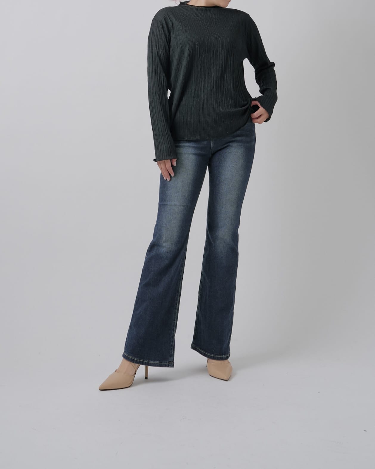 【美シルエット】インディゴフレアデニム