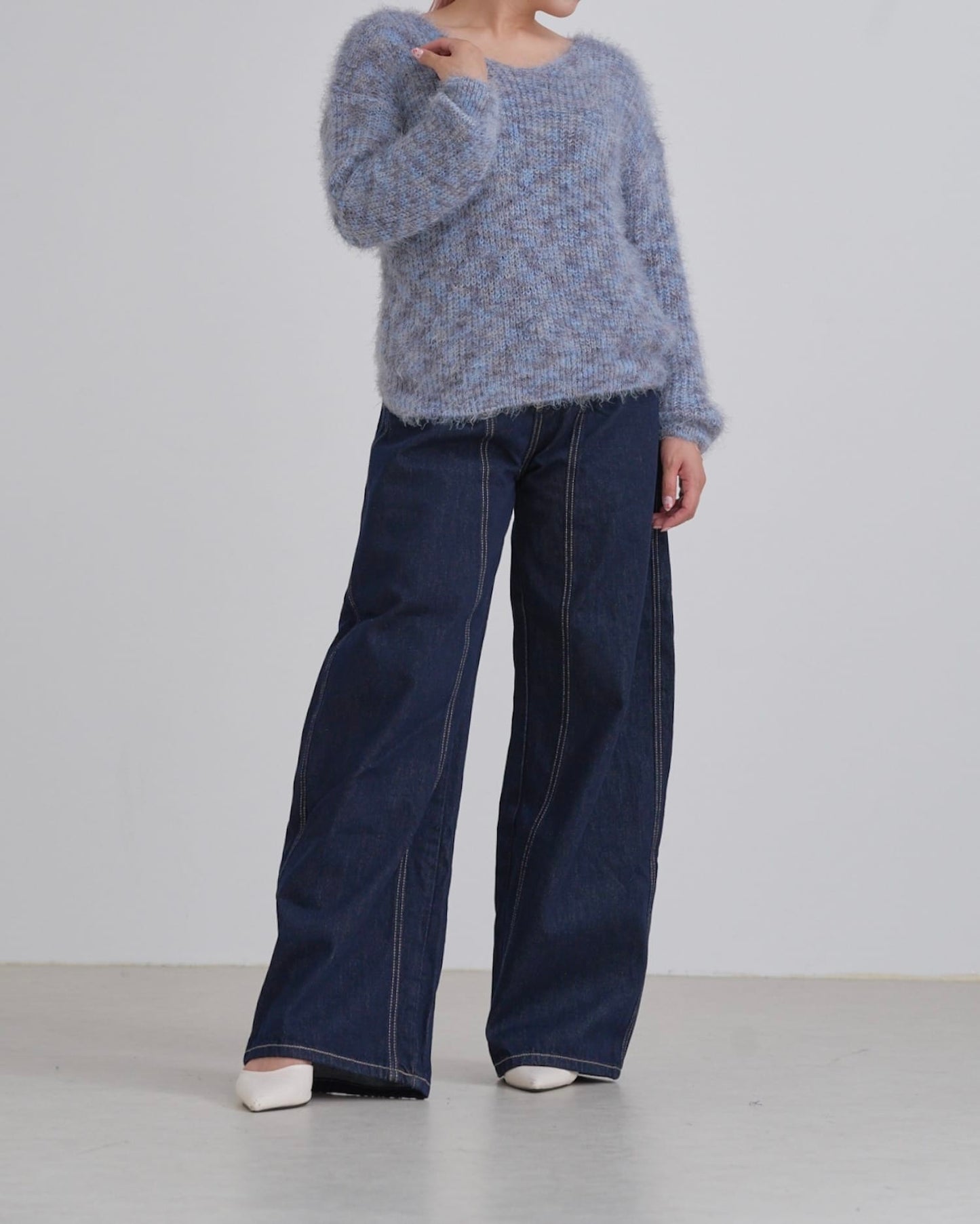 スッテチ切り替えインディゴカーブデニム