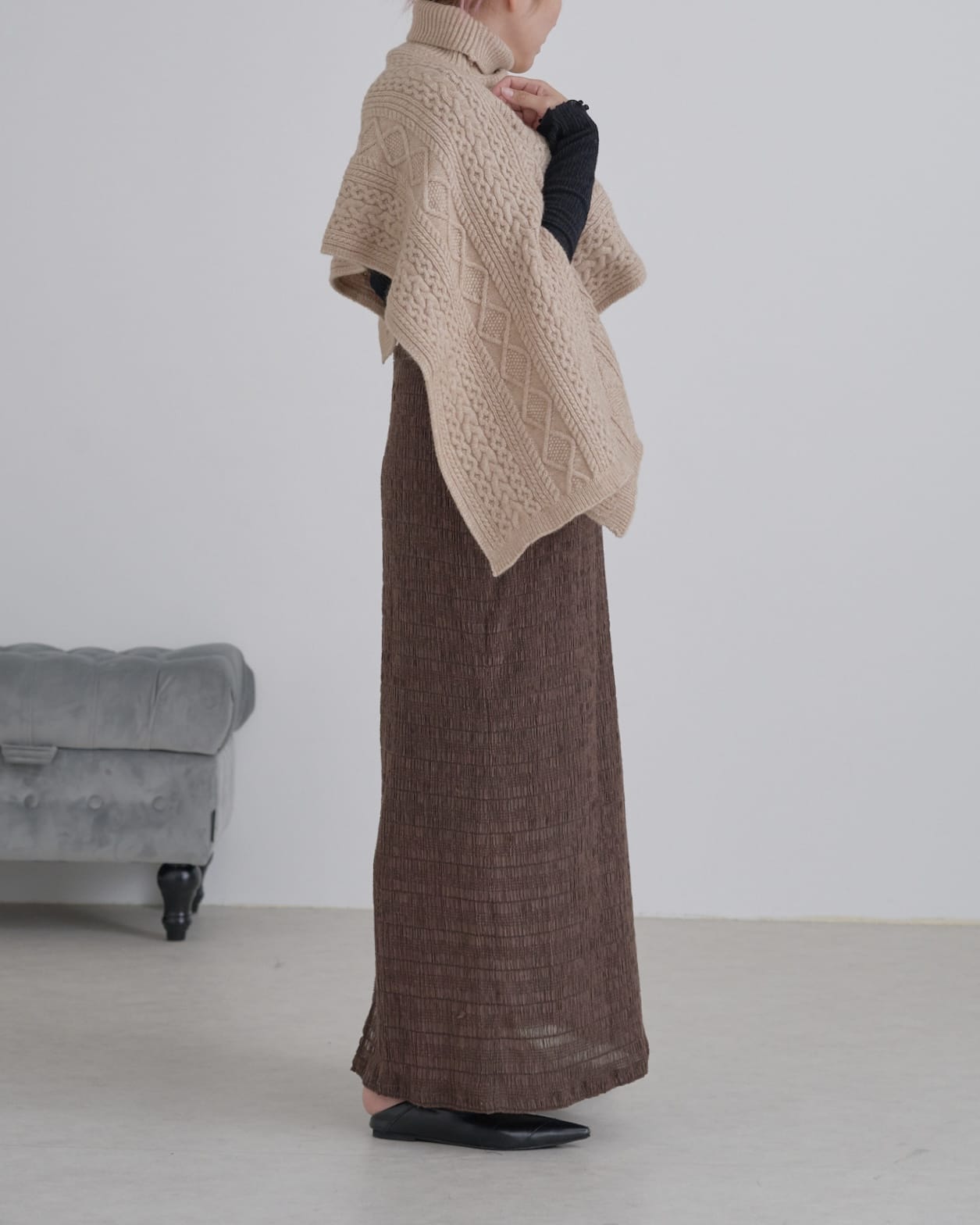 タートルショートポンチョ