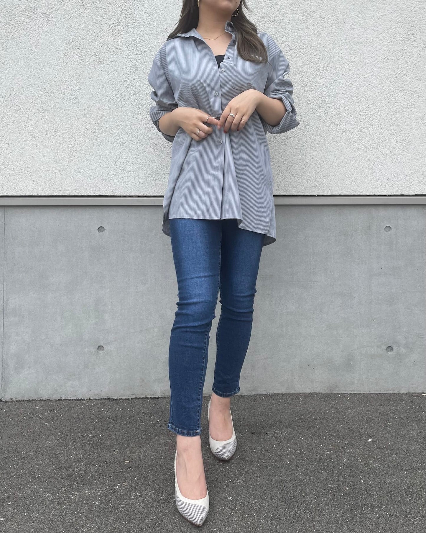 【予約販売】【ウエスト全ゴム】美シルエットストレッチスキニーデニム