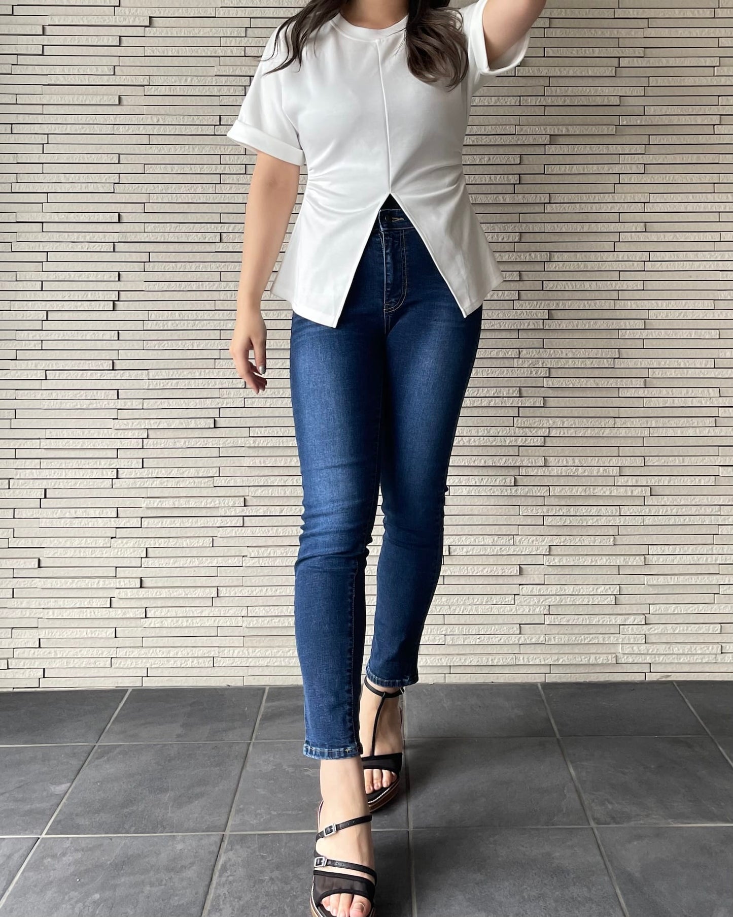 【予約販売】【ウエスト全ゴム】美シルエットストレッチスキニーデニム