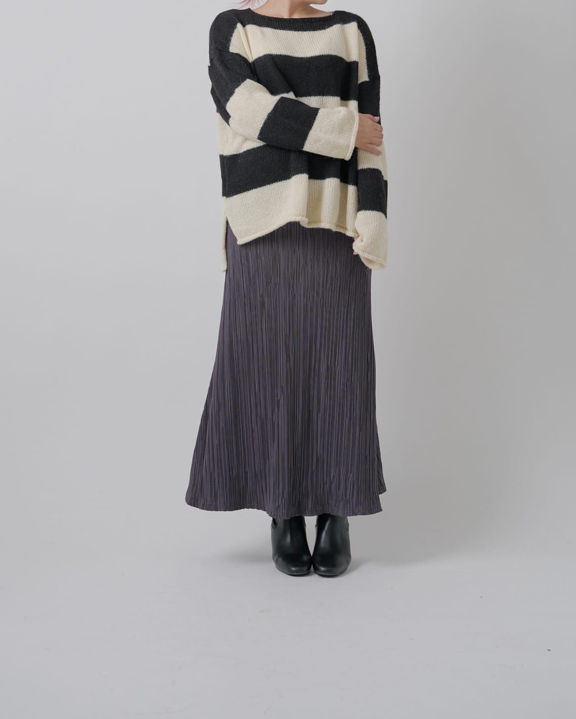 ボーダーワイドニット