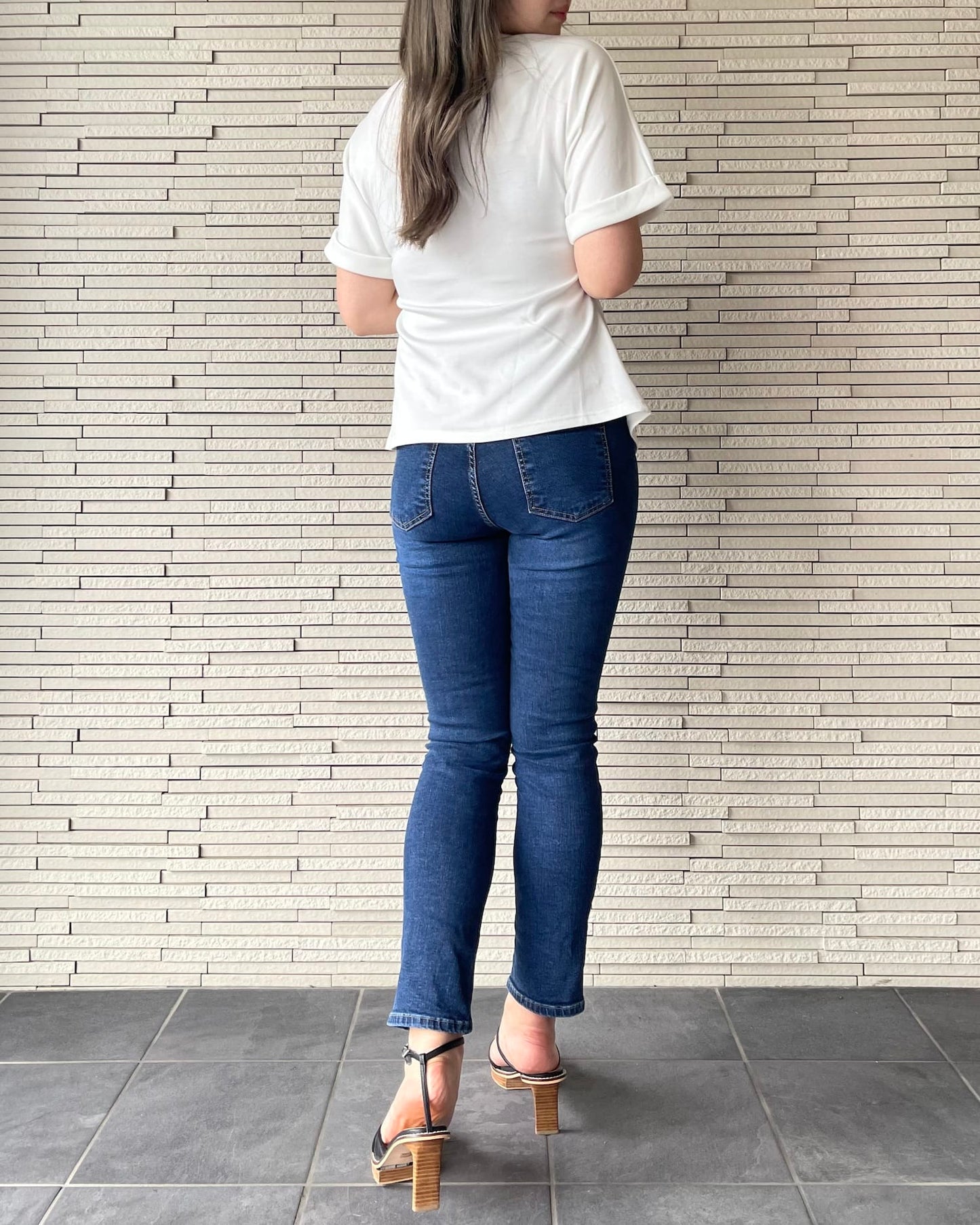 【予約販売】【ウエスト全ゴム】美シルエットストレッチスキニーデニム