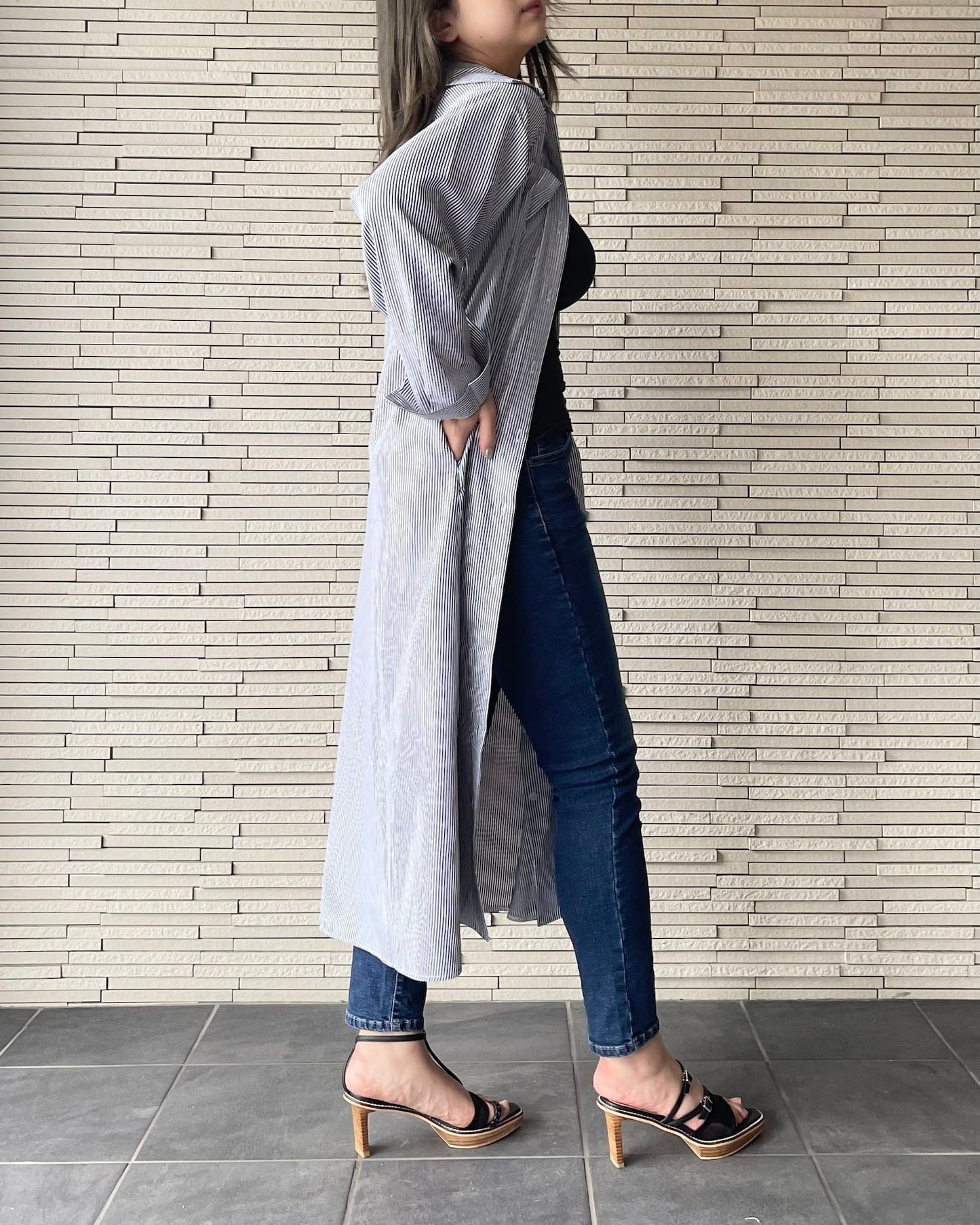 【予約販売】【ウエスト全ゴム】美シルエットストレッチスキニーデニム