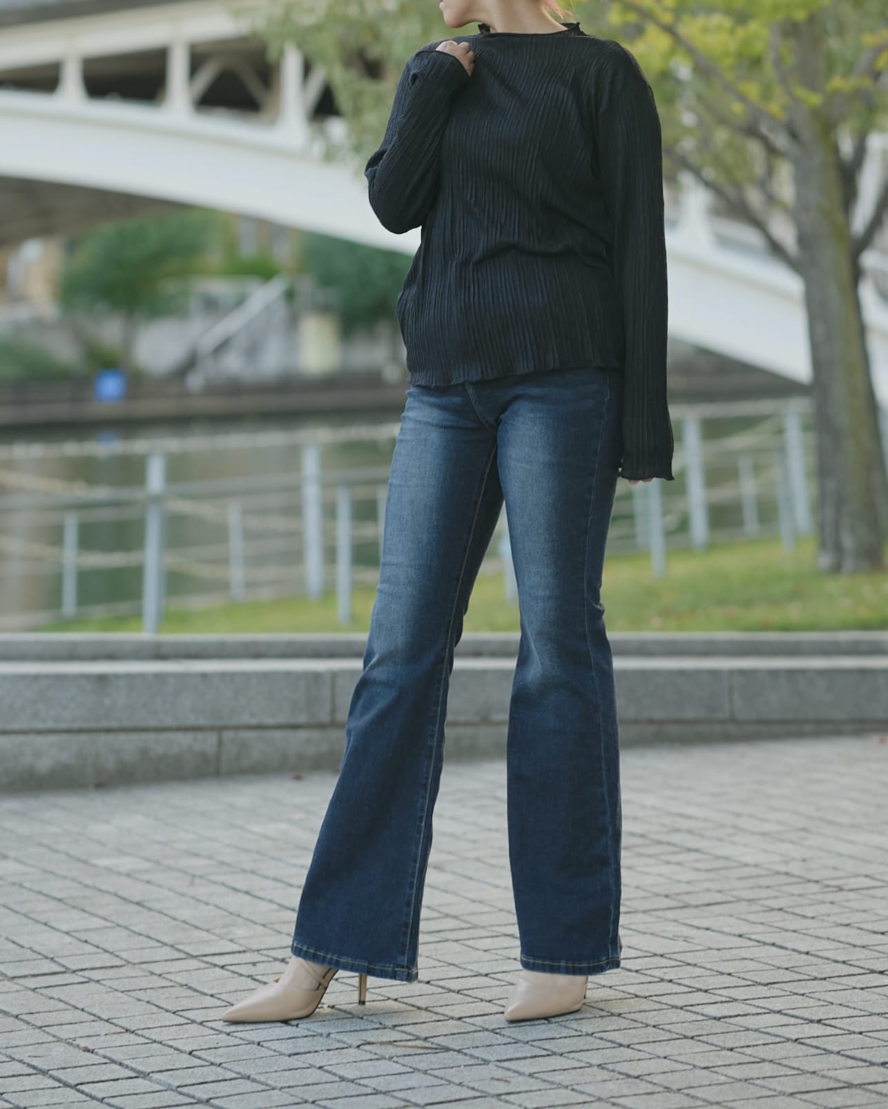 【美シルエット】インディゴフレアデニム