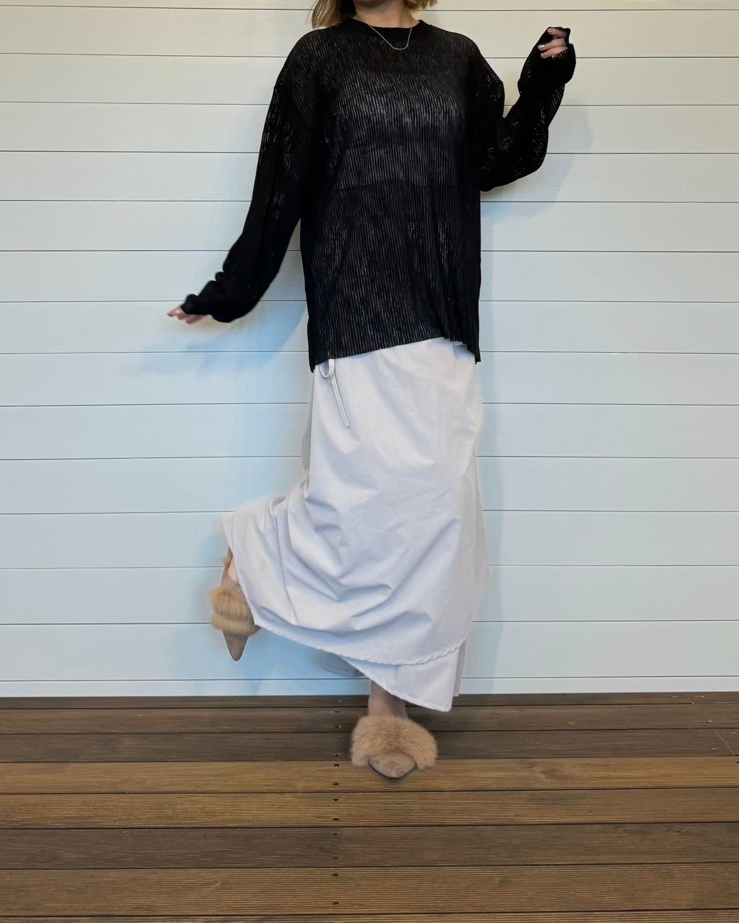 ストライプシアーカットソー