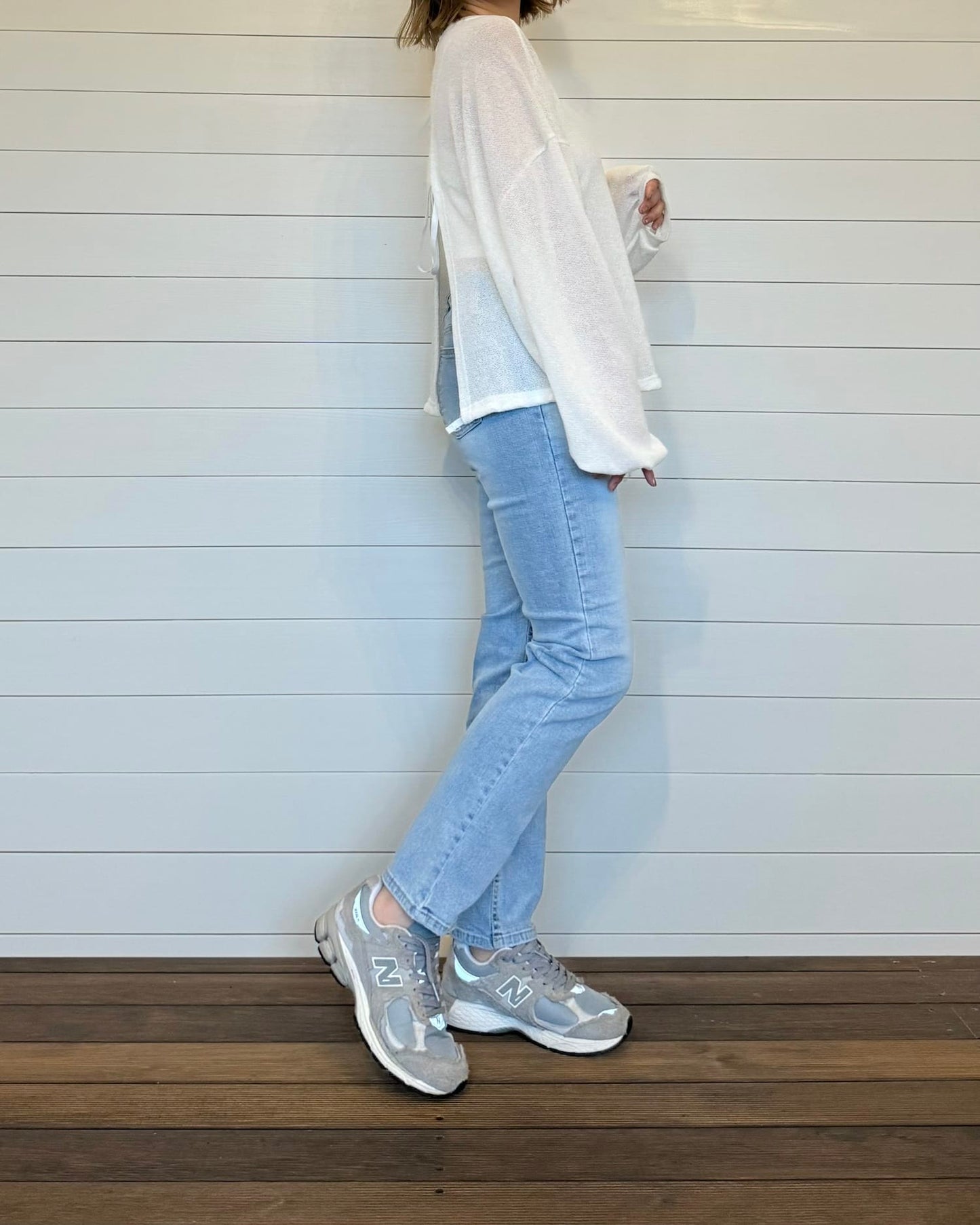 ウエスト裏ゴム◆ストレートブルーデニム