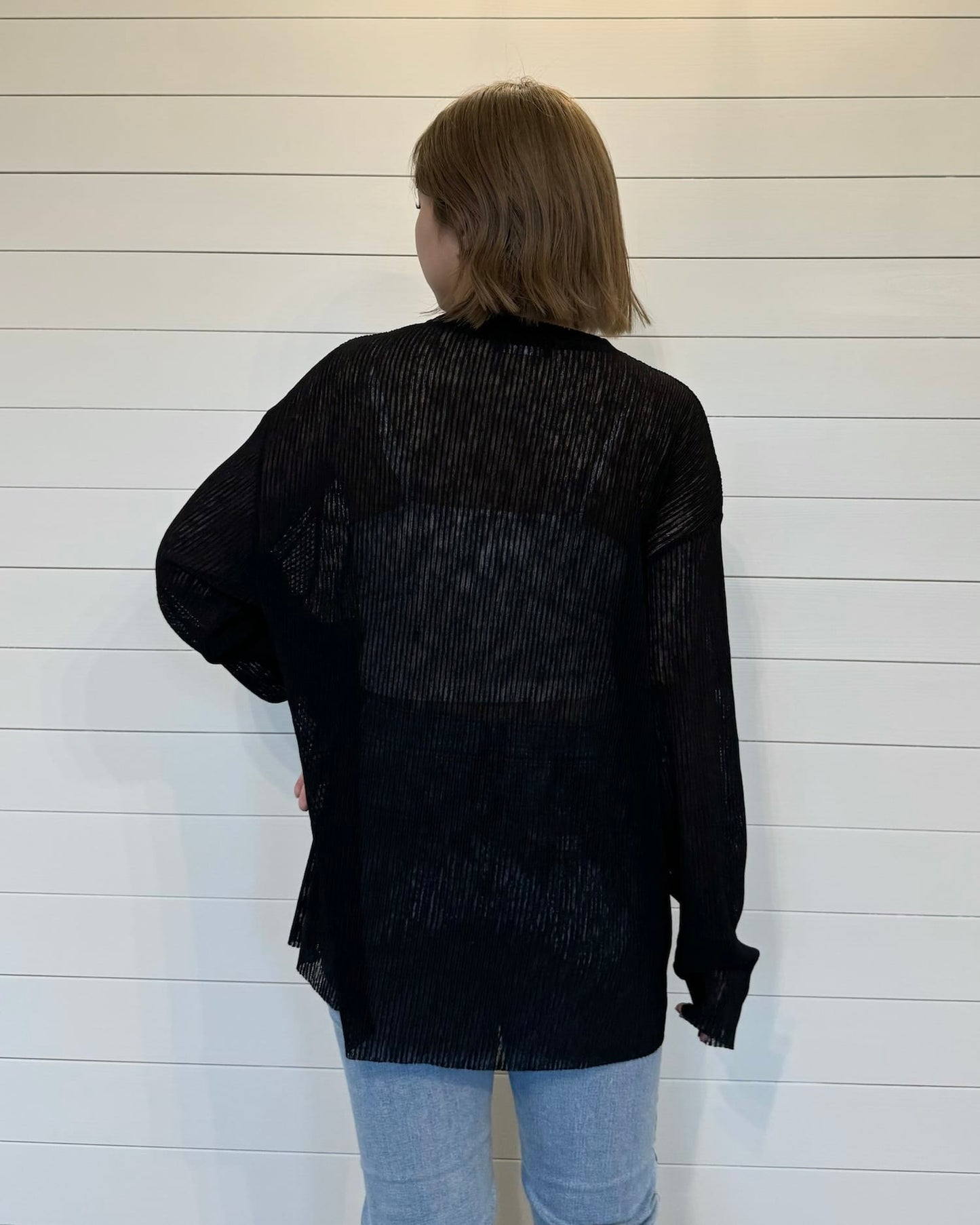 ストライプシアーカットソー