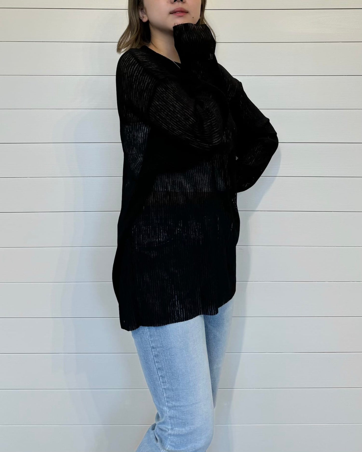 ストライプシアーカットソー