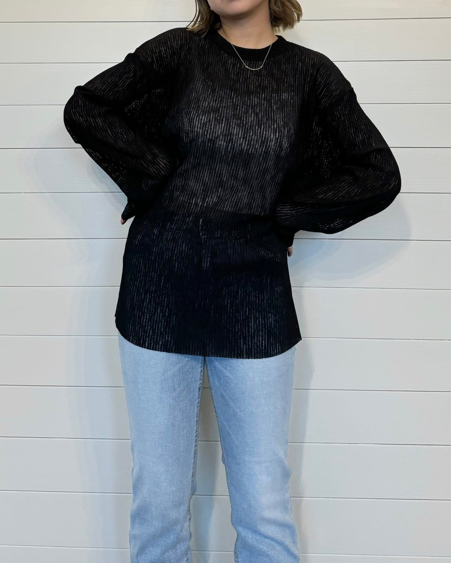 ストライプシアーカットソー