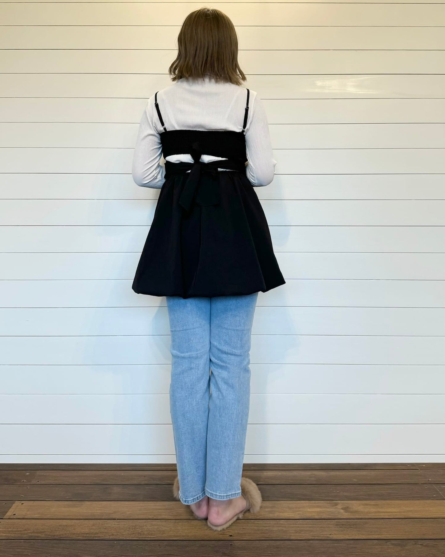 ウエスト裏ゴム◆ストレートブルーデニム