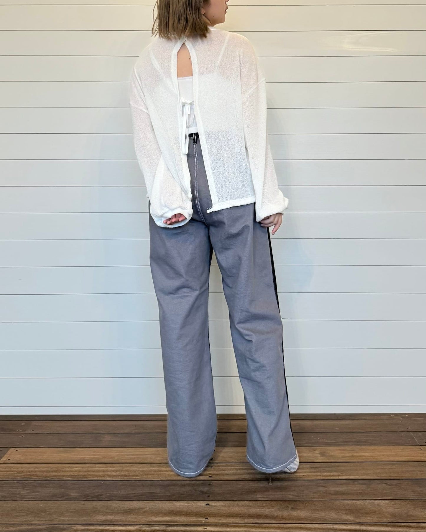 ウエスト調整◆バイカラーデザインデニム