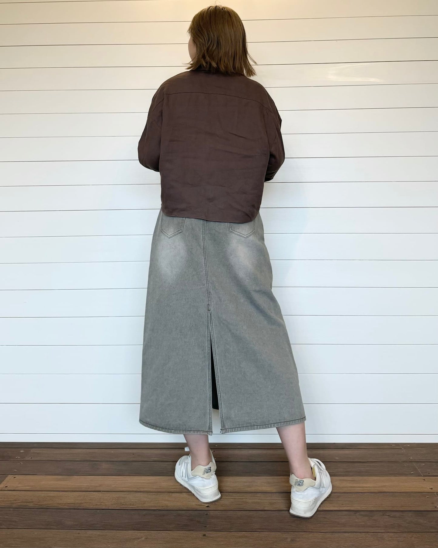 襟付きクロップドシャツ