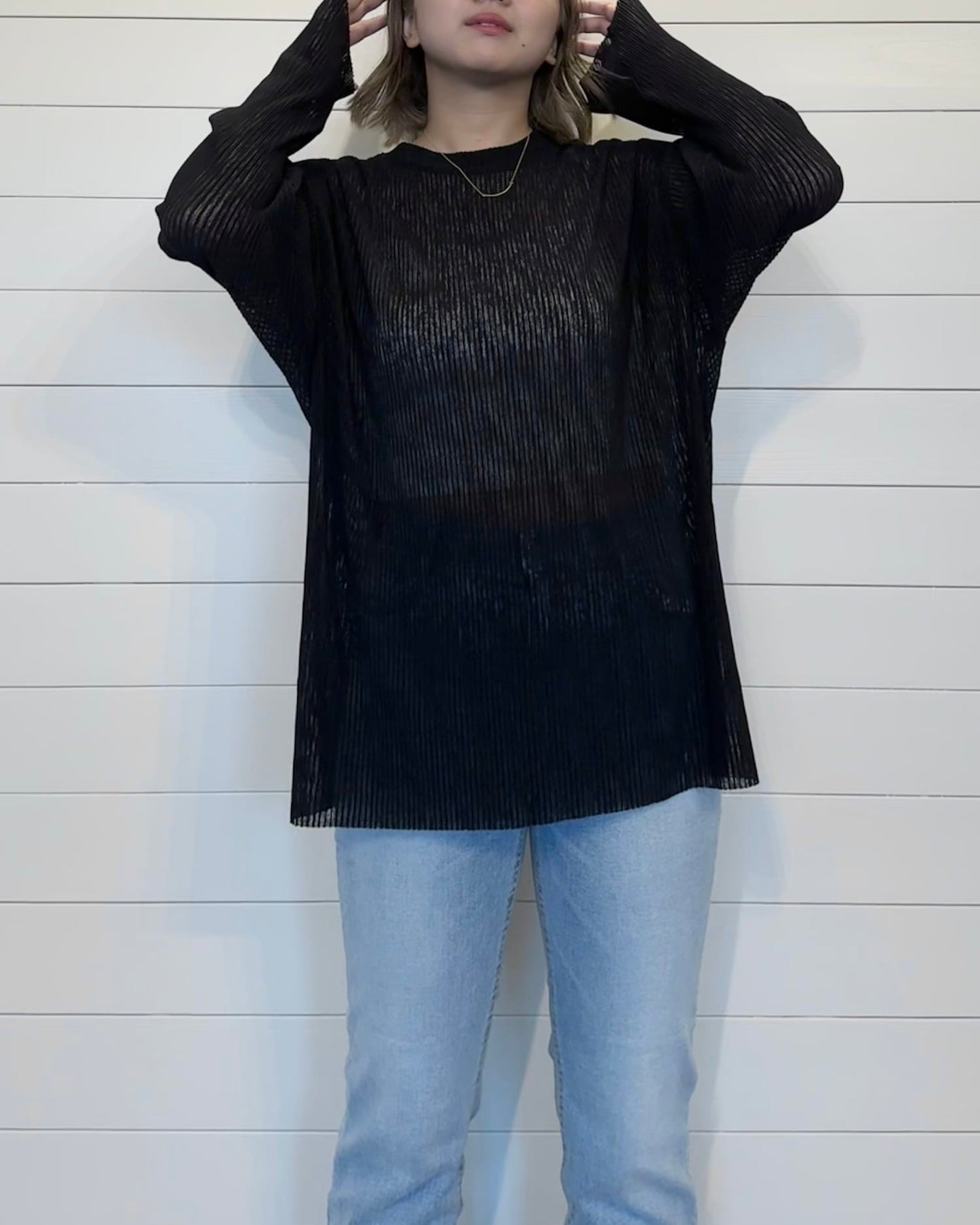 ストライプシアーカットソー