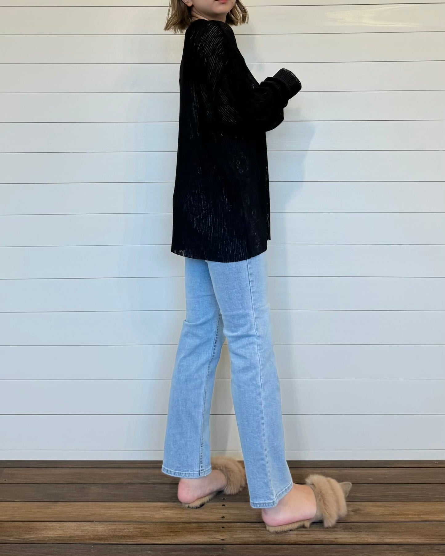 ストライプシアーカットソー