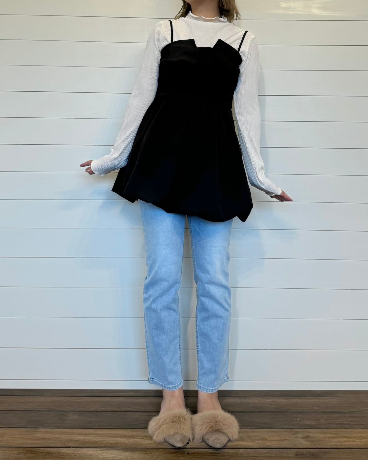 ウエスト裏ゴム◆ストレートブルーデニム