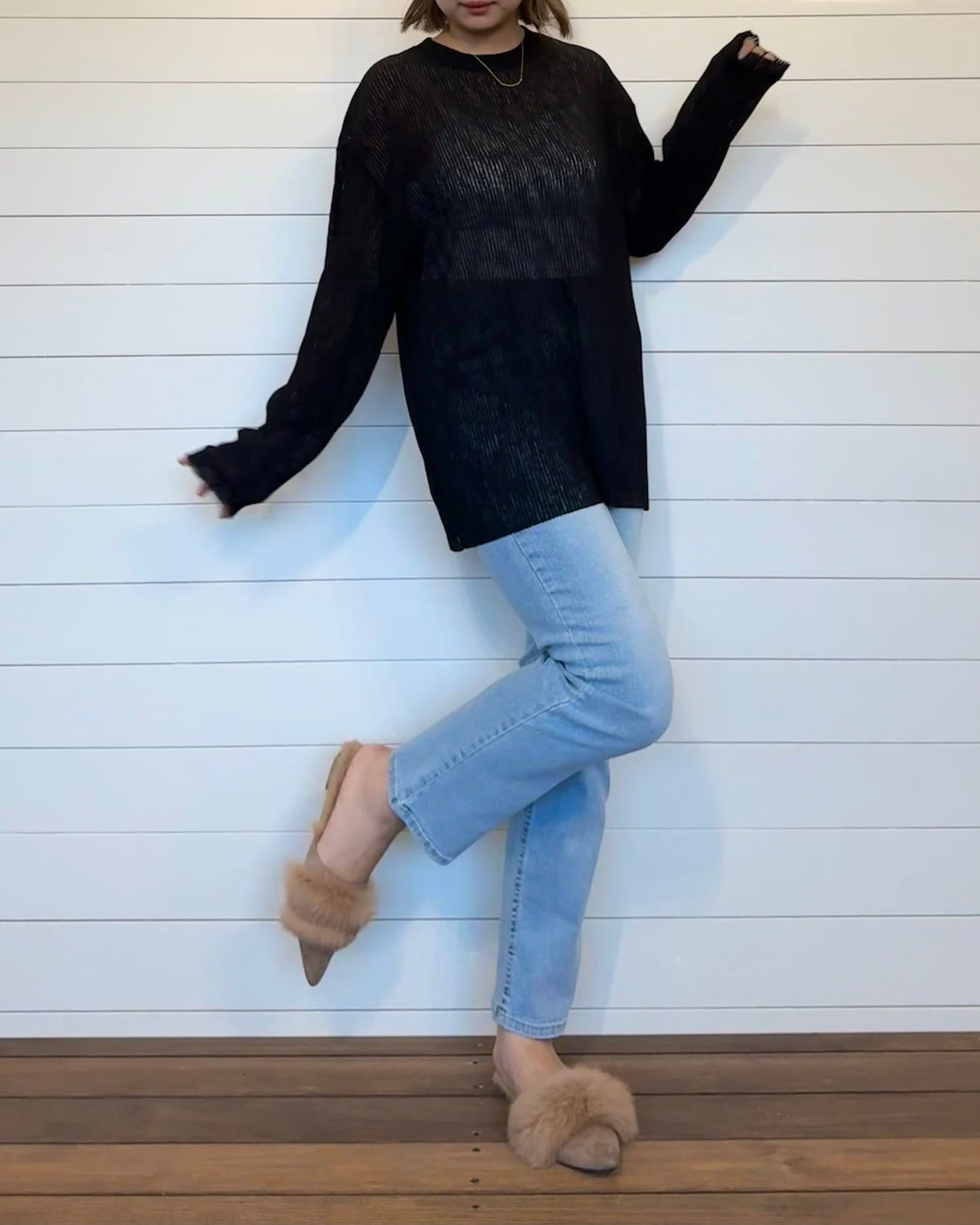 ストライプシアーカットソー