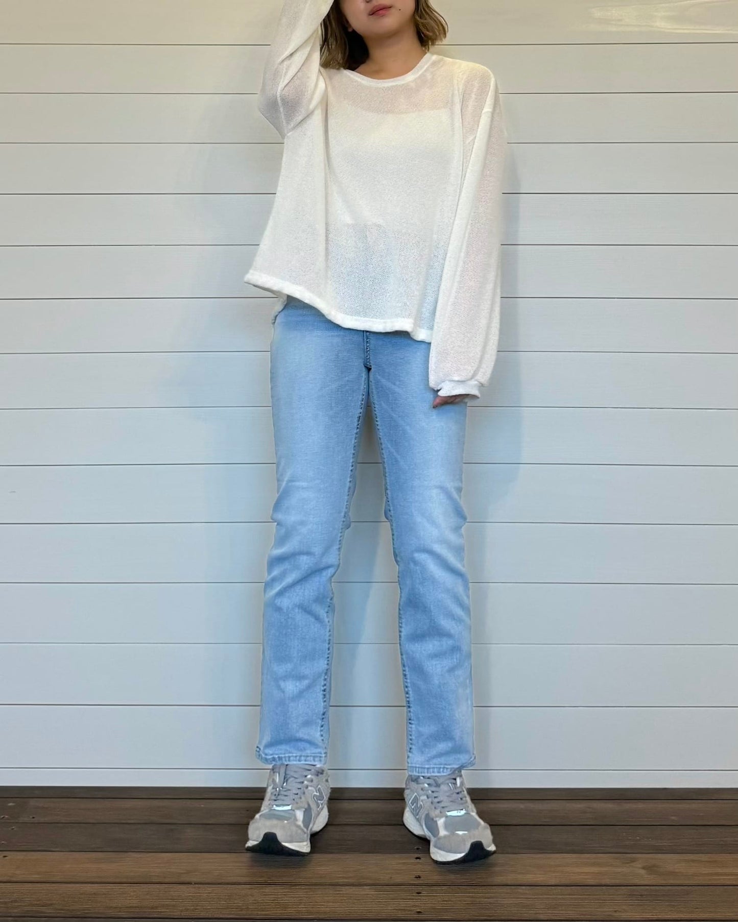 ウエスト裏ゴム◆ストレートブルーデニム