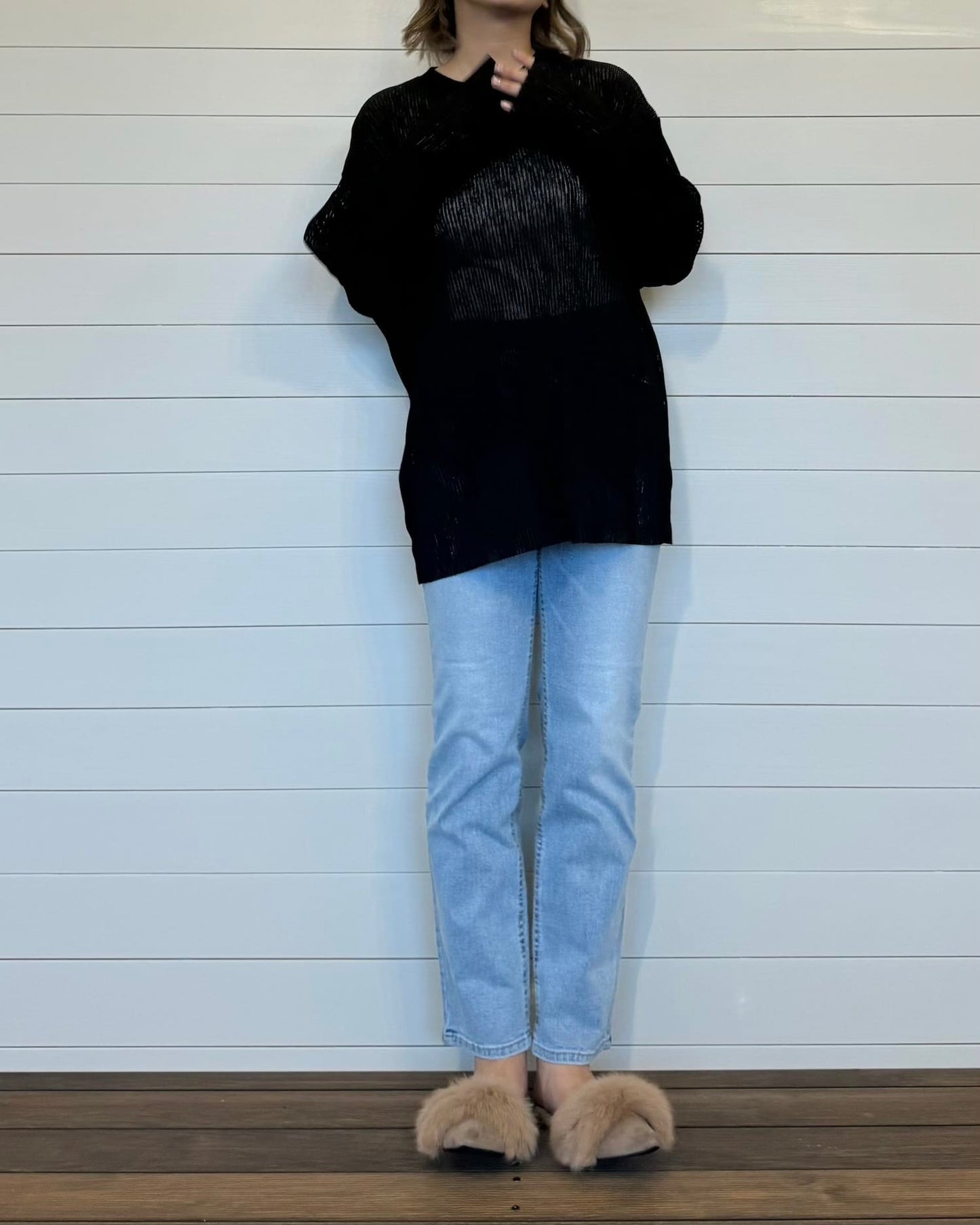 ストライプシアーカットソー