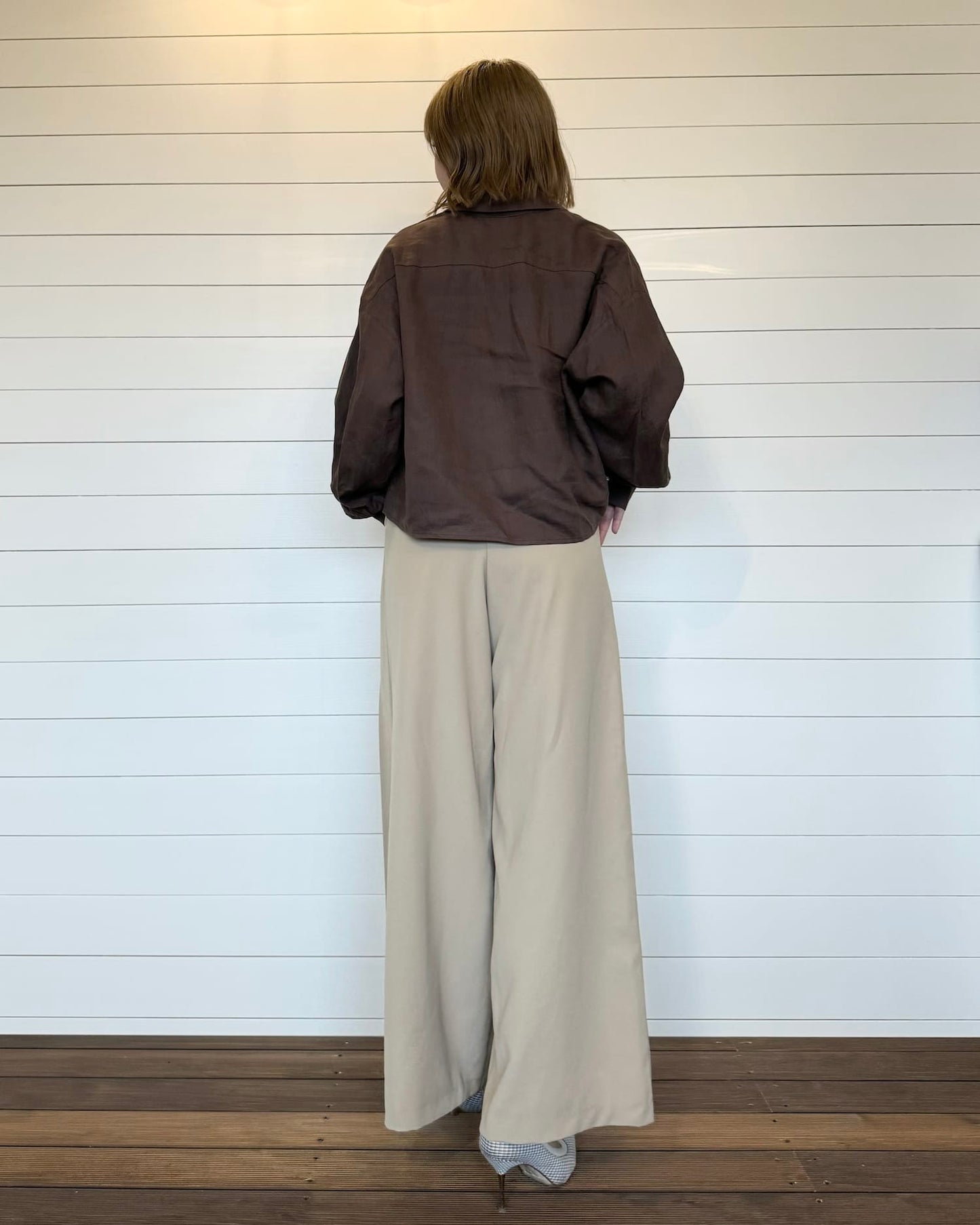 襟付きクロップドシャツ
