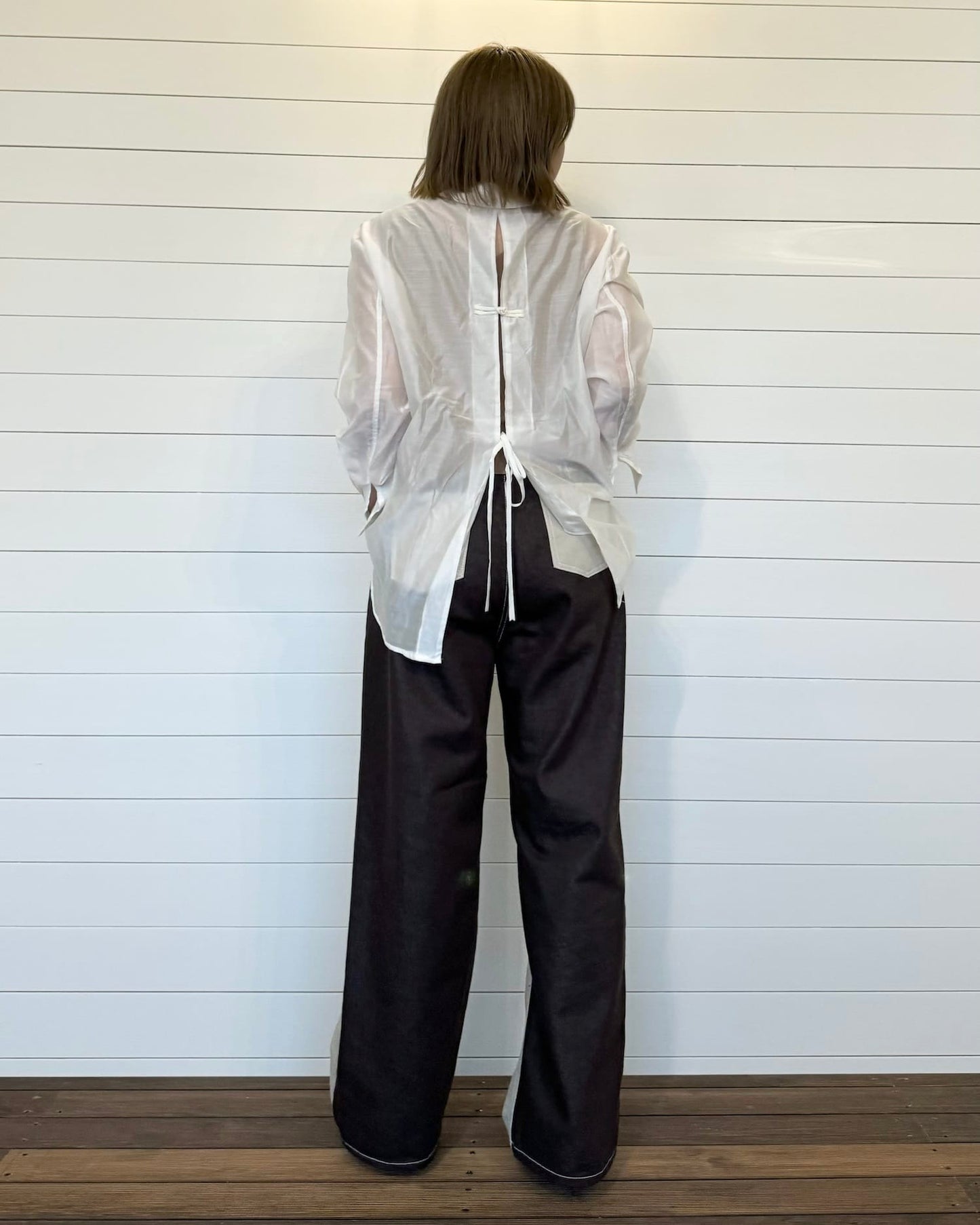 ウエスト調整◆バイカラーデザインデニム