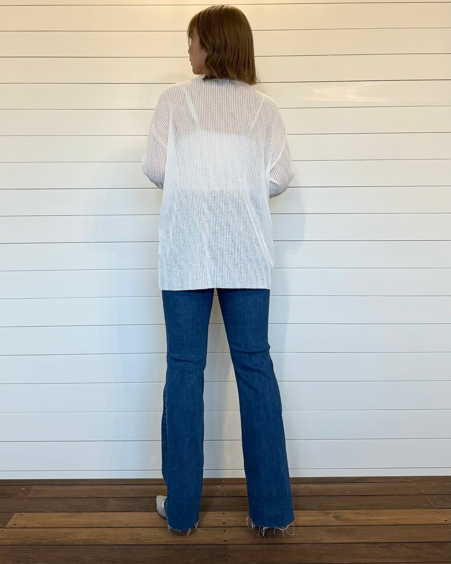 ストライプシアーカットソー