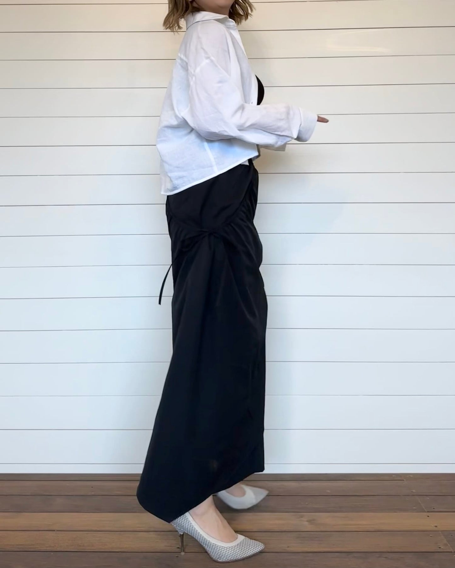 襟付きクロップドシャツ