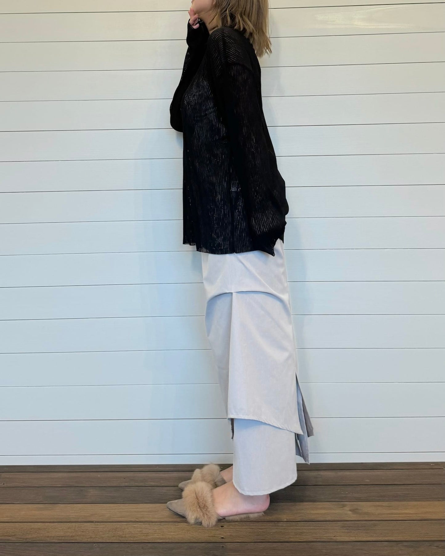 ストライプシアーカットソー