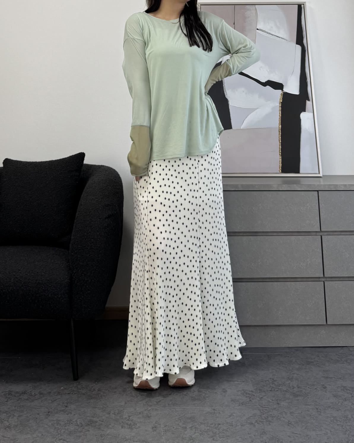 袖シアーカットソー