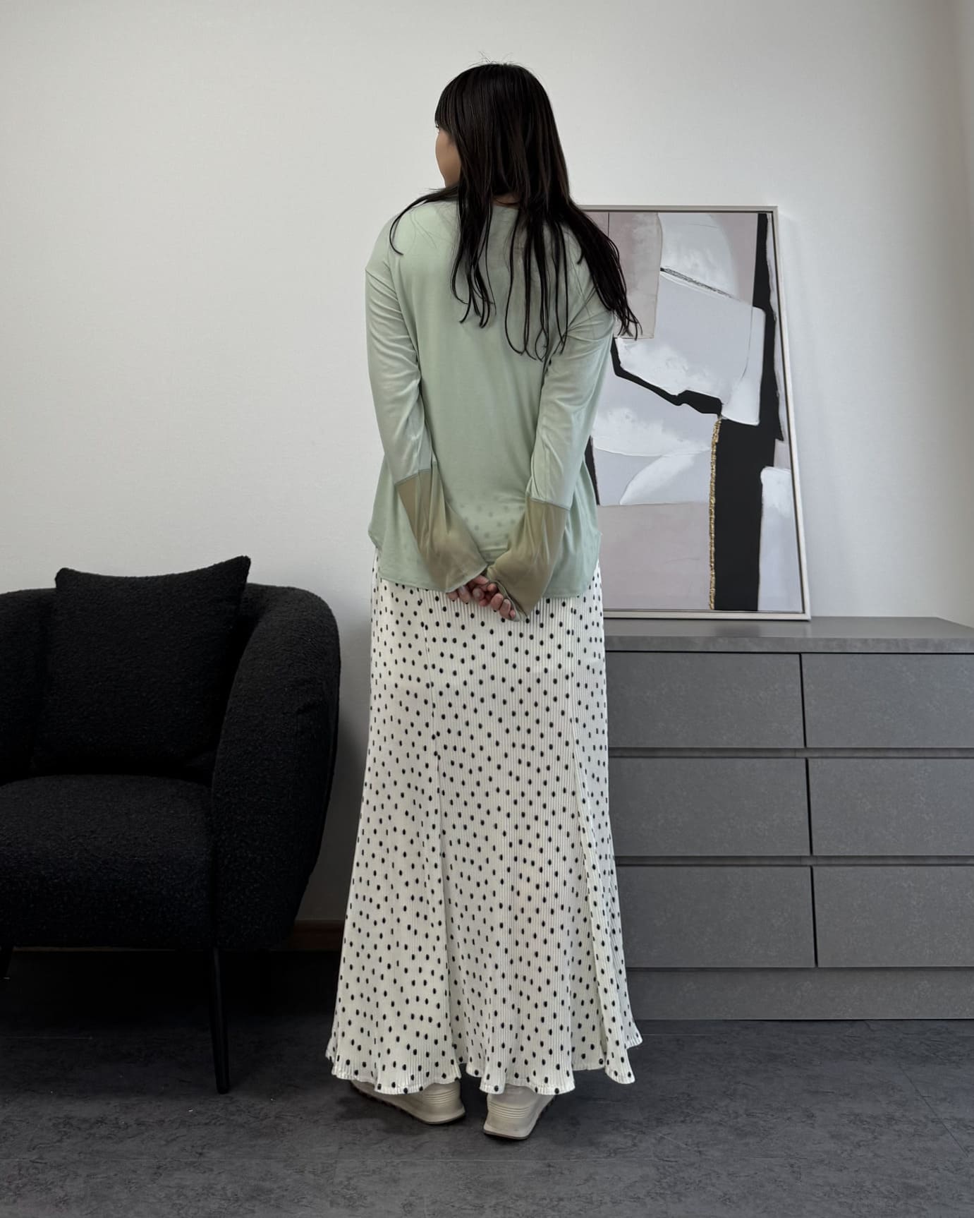 袖シアーカットソー