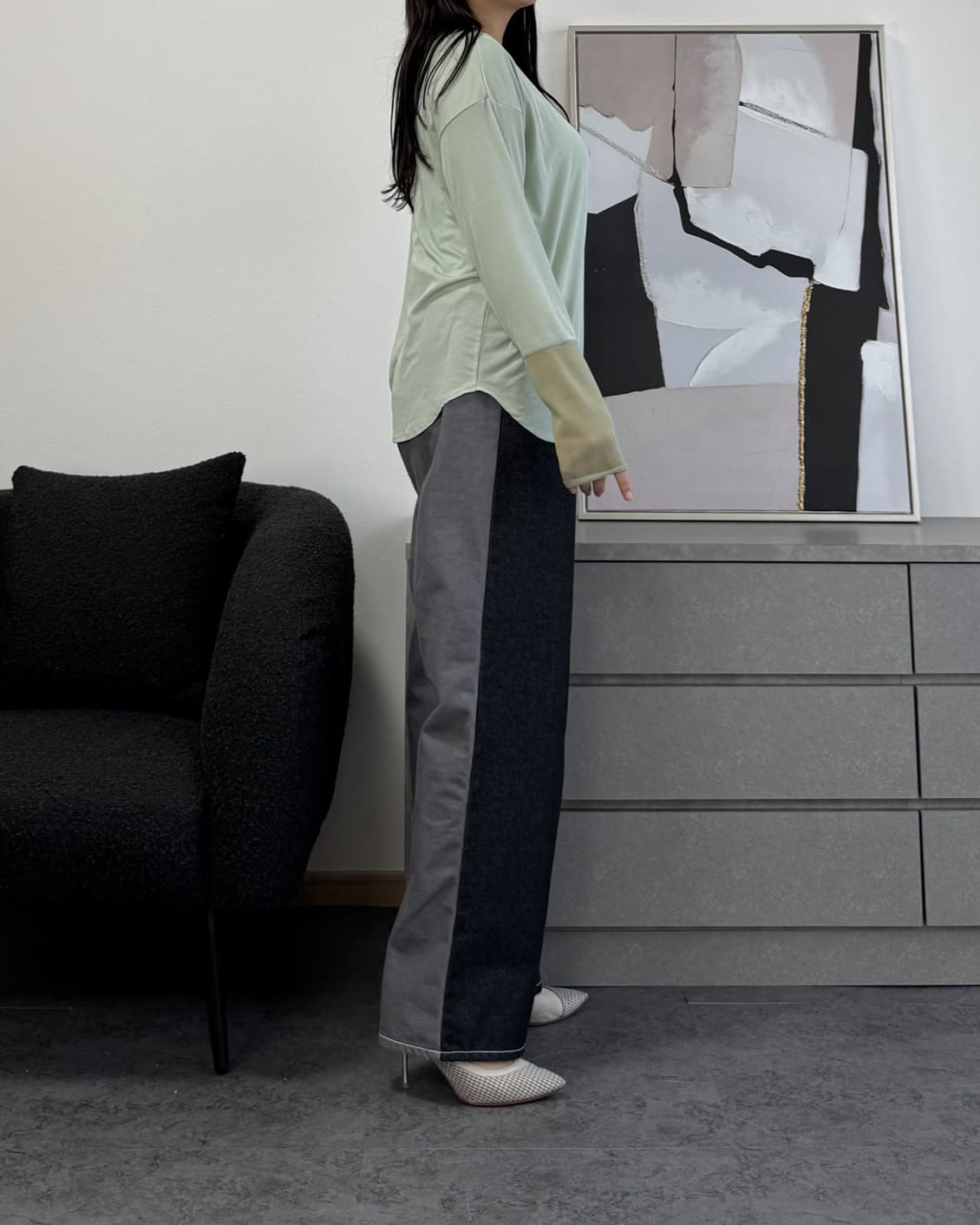 袖シアーカットソー