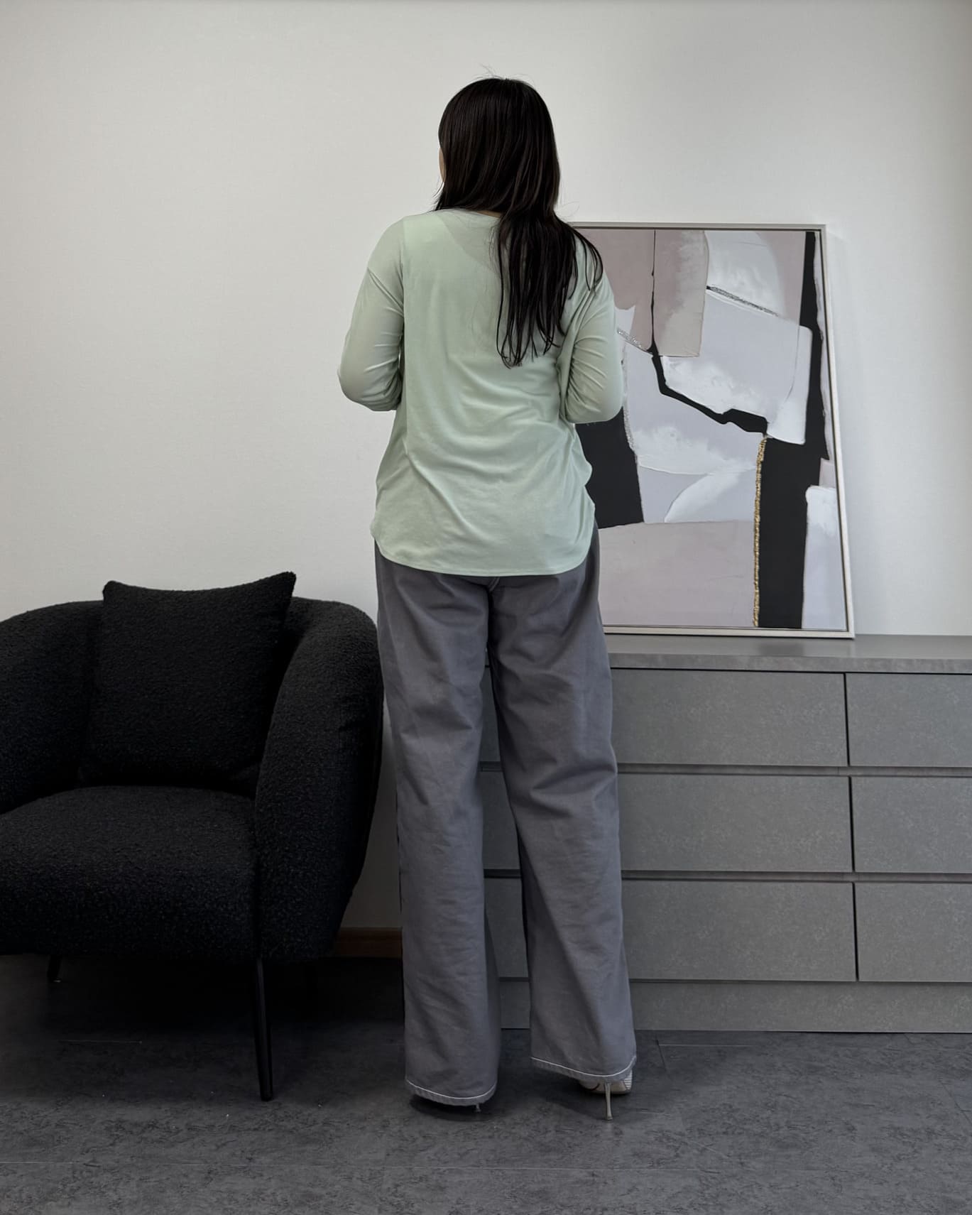 袖シアーカットソー