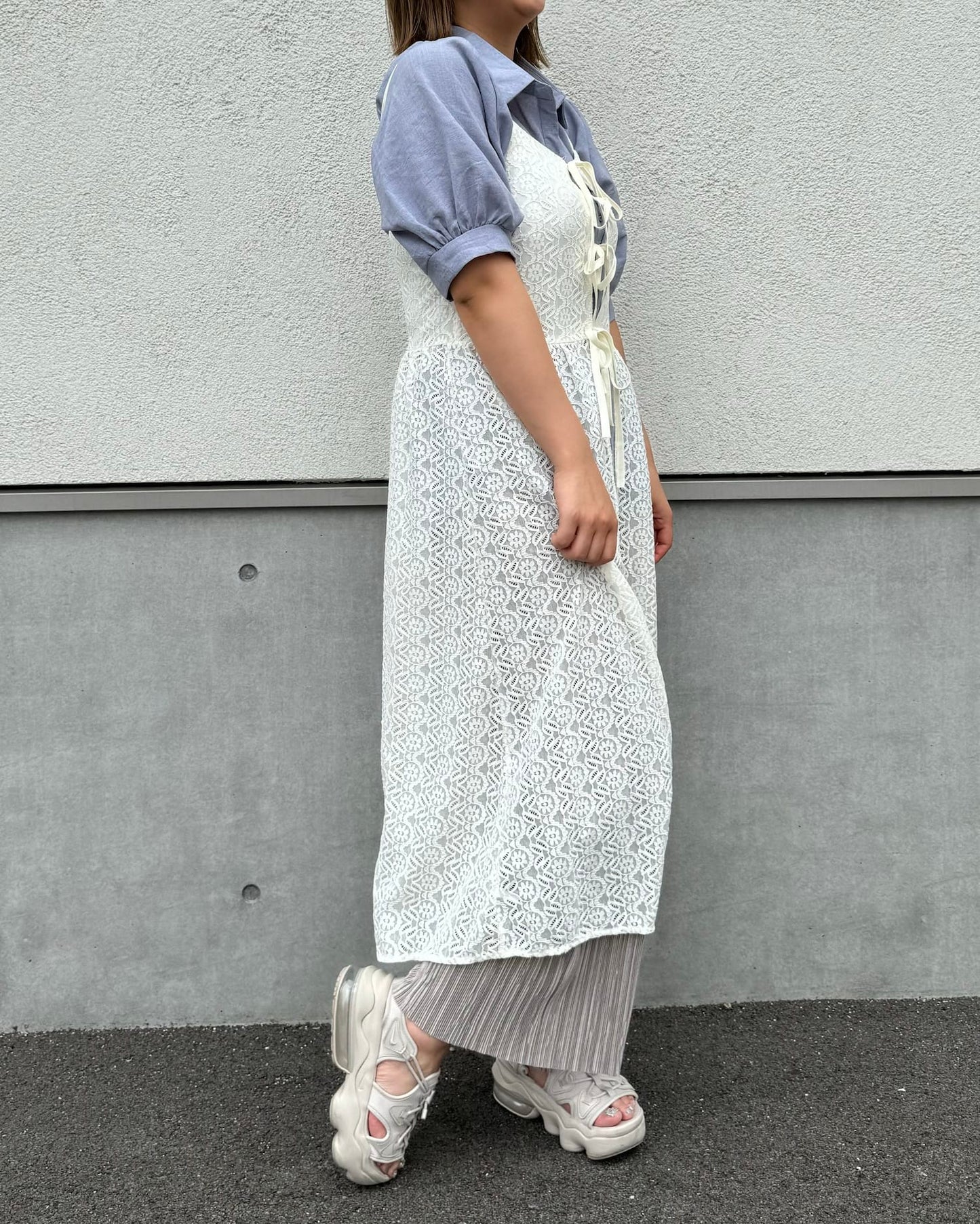 レイヤードロングレースビスチェ