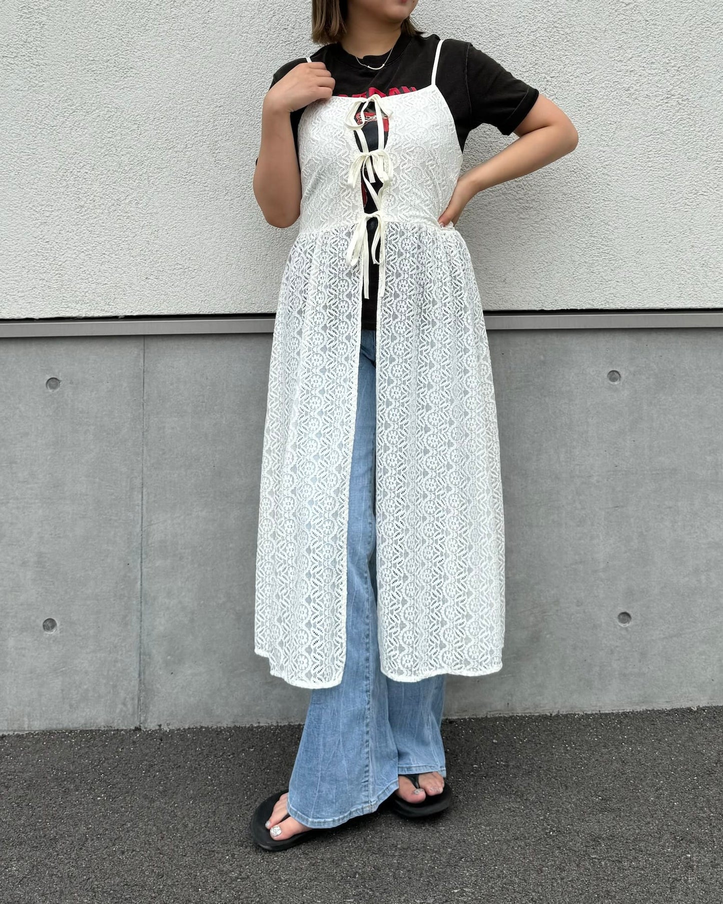 レイヤードロングレースビスチェ