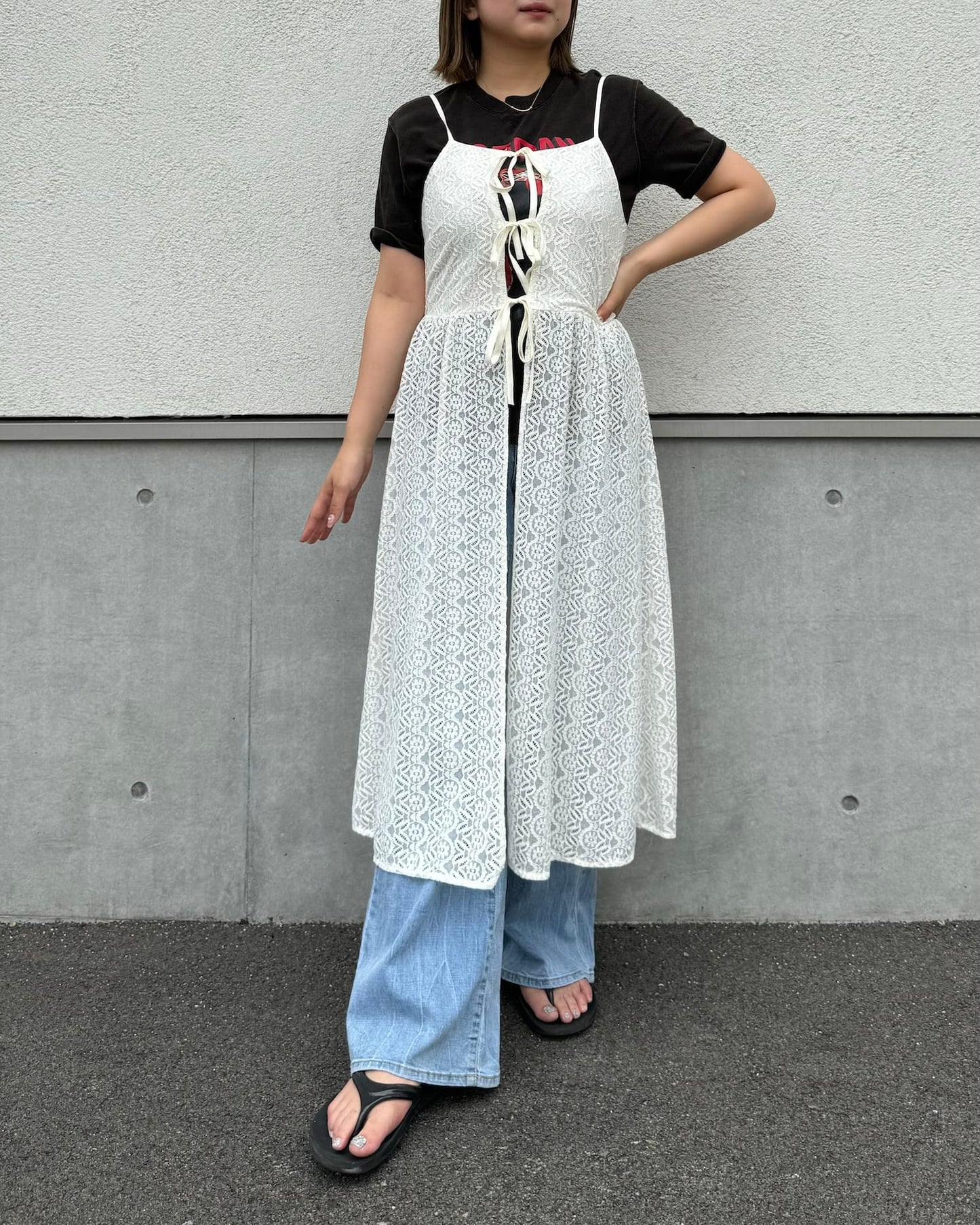 レイヤードロングレースビスチェ