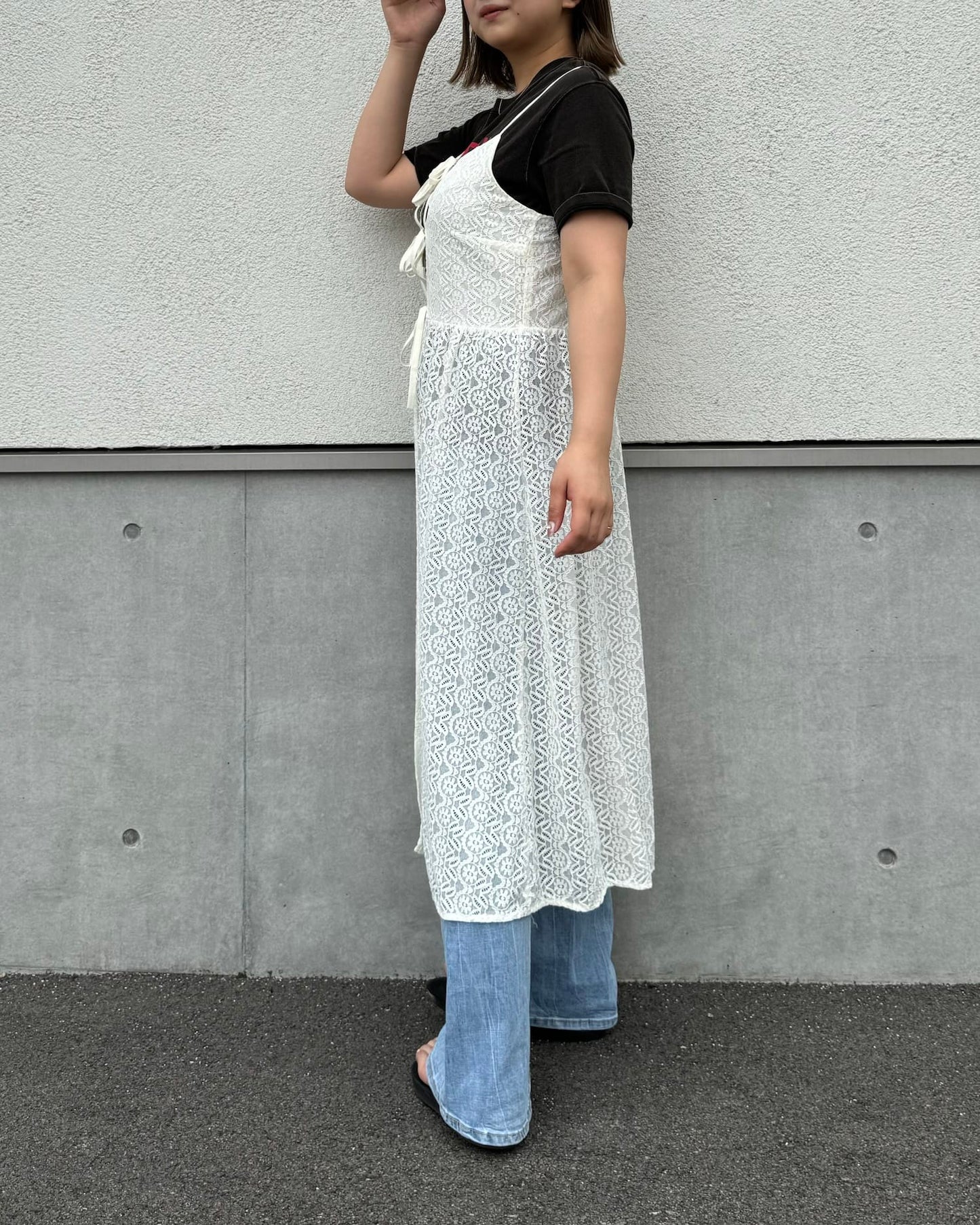 レイヤードロングレースビスチェ