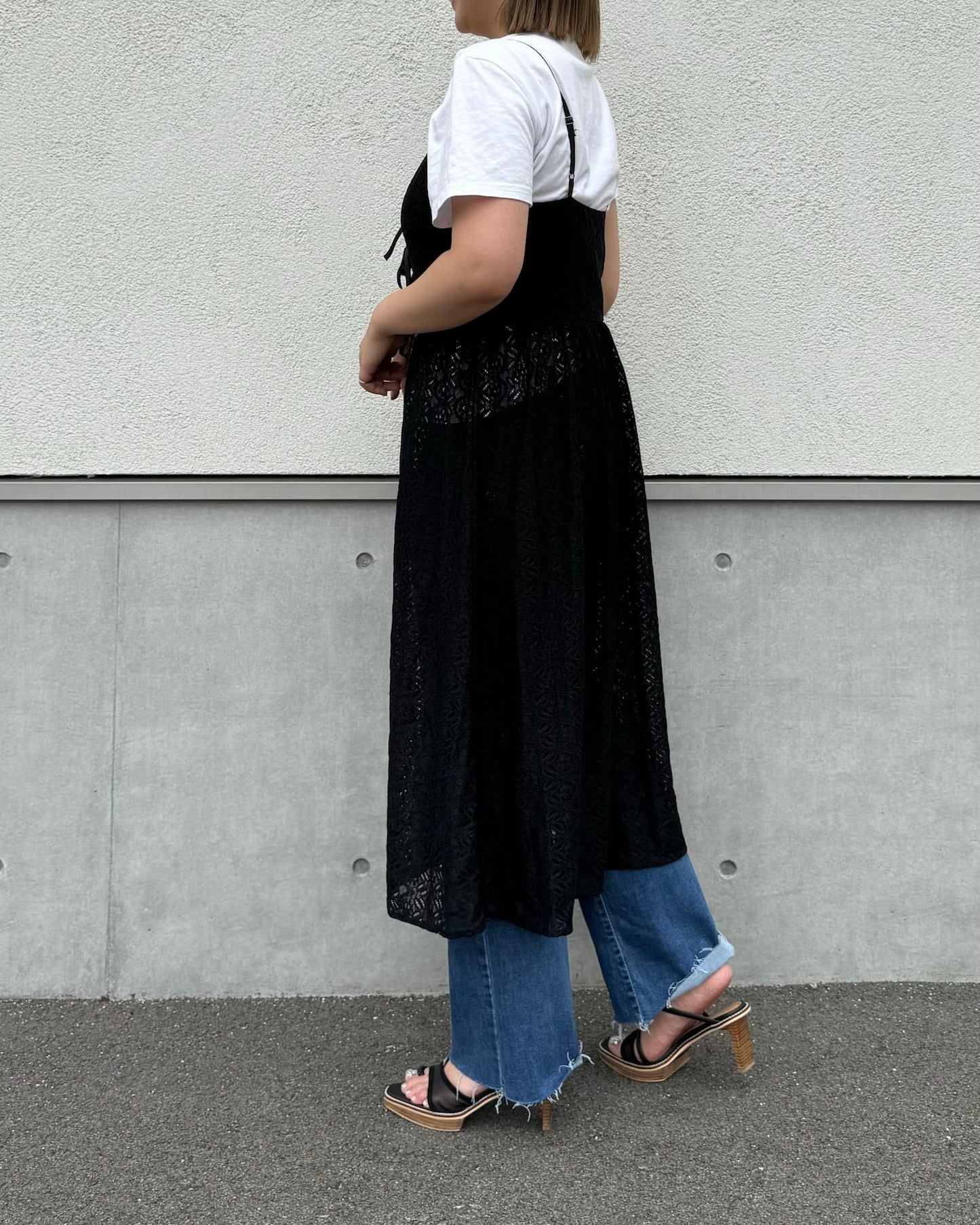 レイヤードロングレースビスチェ