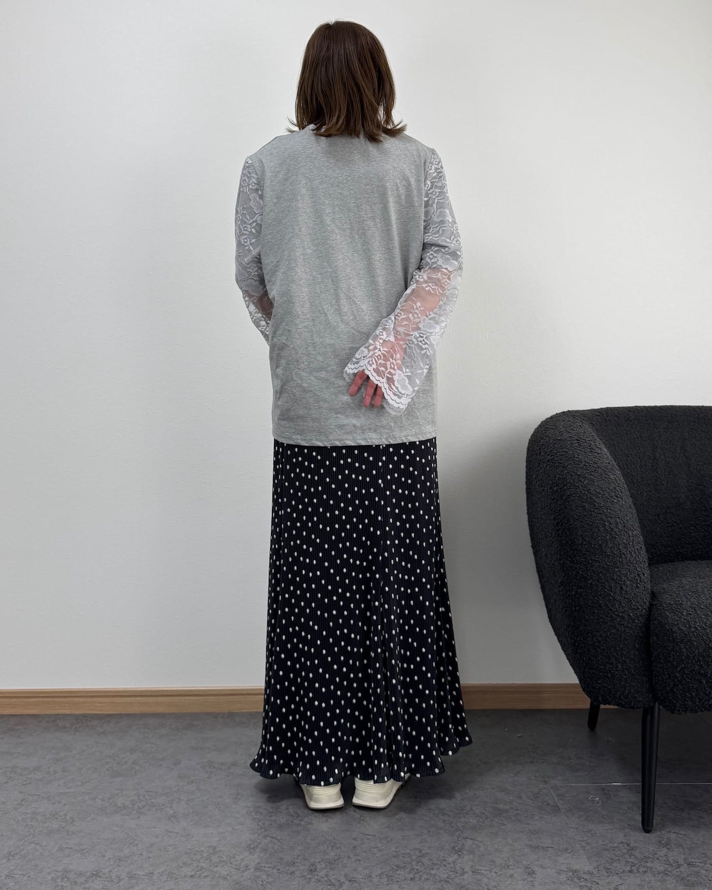 袖レースドッキングロングTシャツ