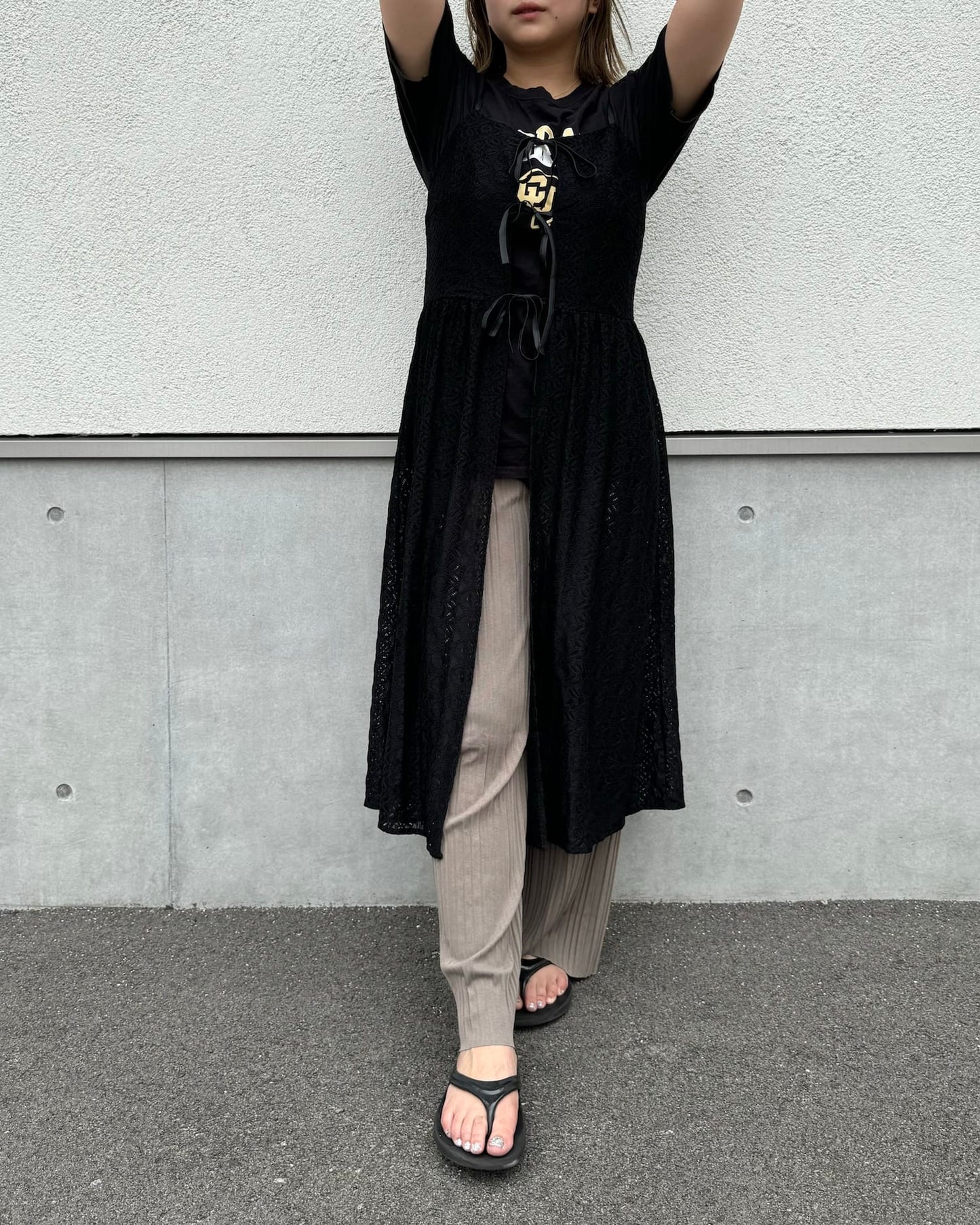 レイヤードロングレースビスチェ