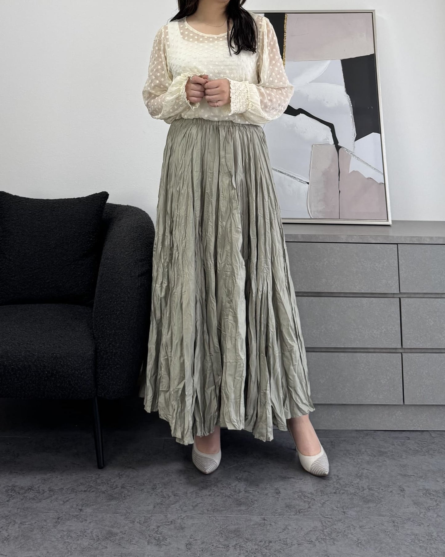 シャイニープリーツマキシスカート