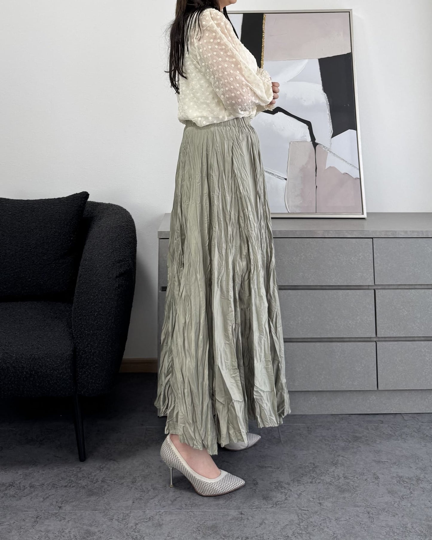 シャイニープリーツマキシスカート