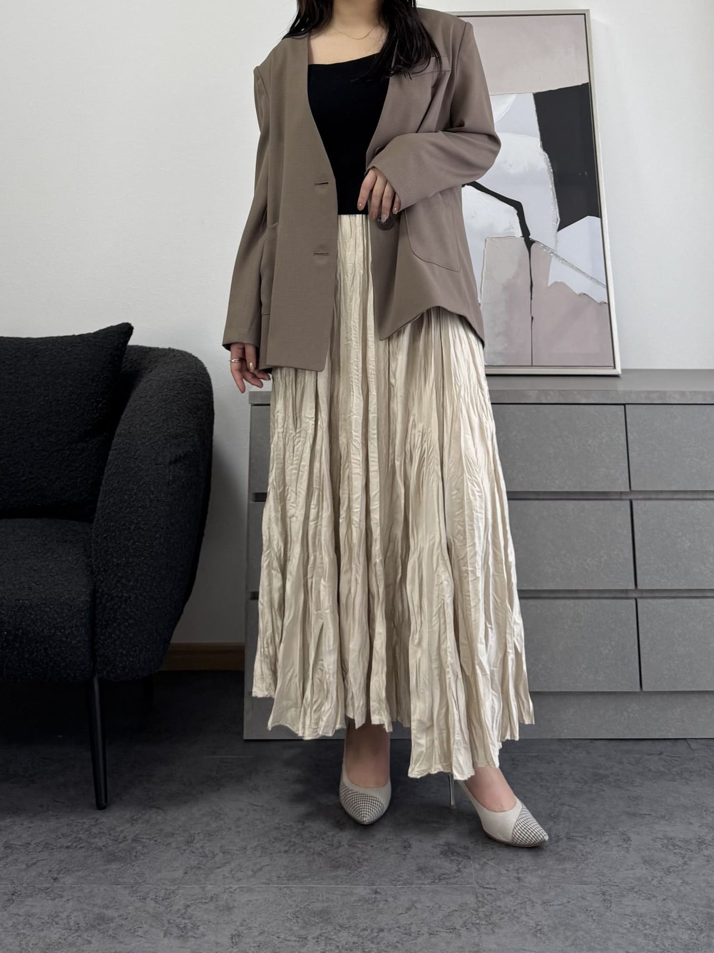 シャイニープリーツマキシスカート