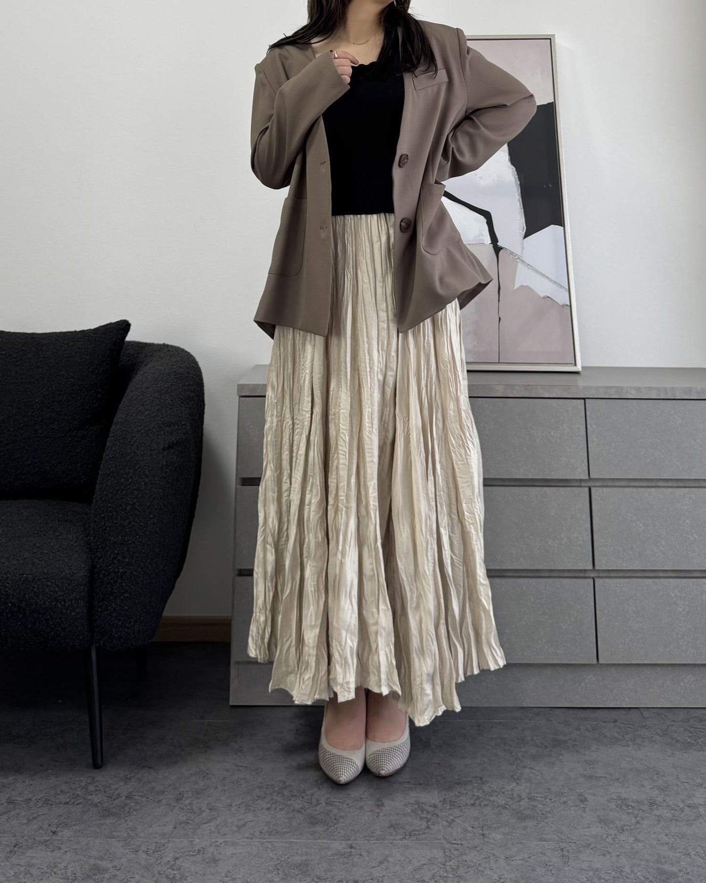 シャイニープリーツマキシスカート