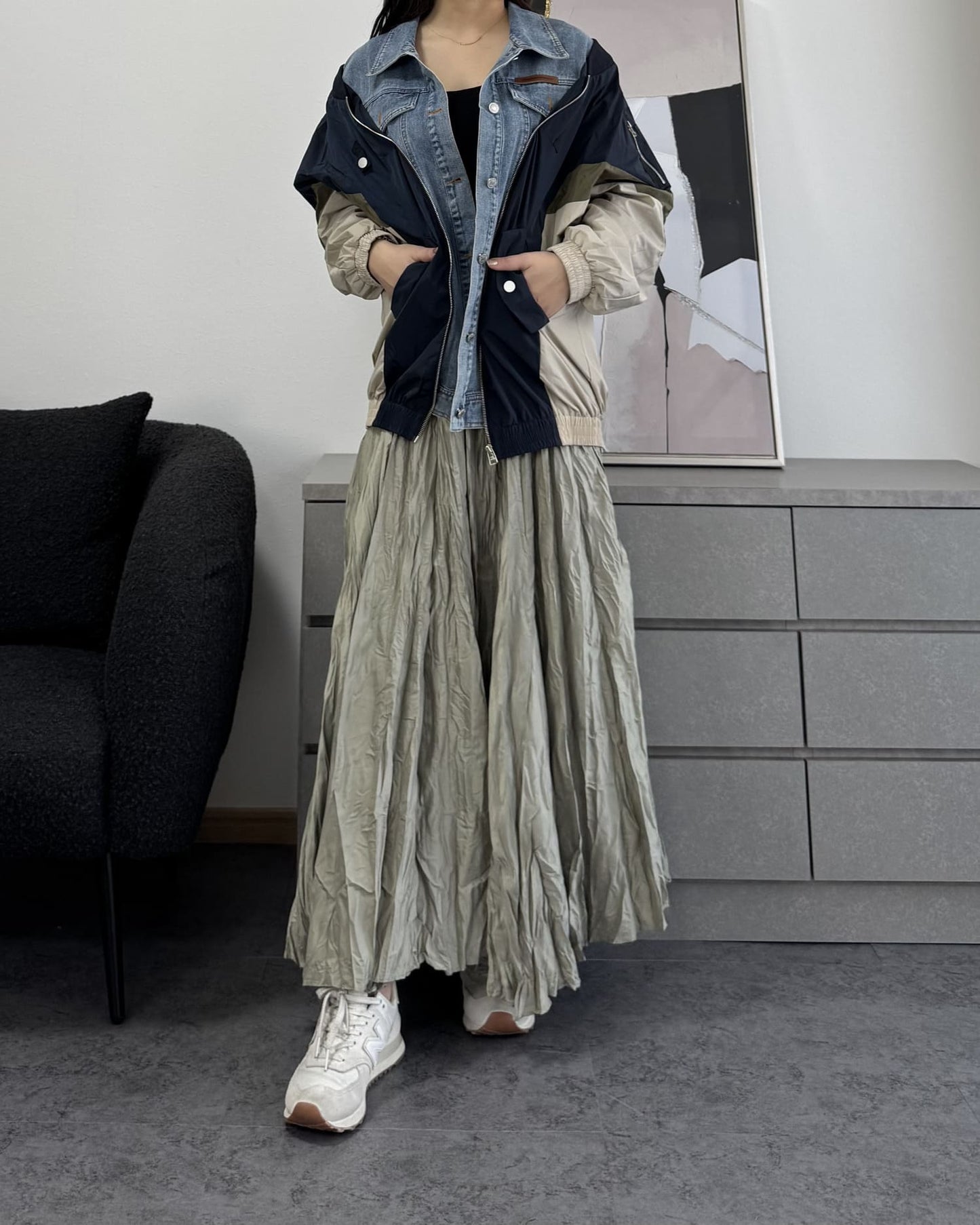 シャイニープリーツマキシスカート