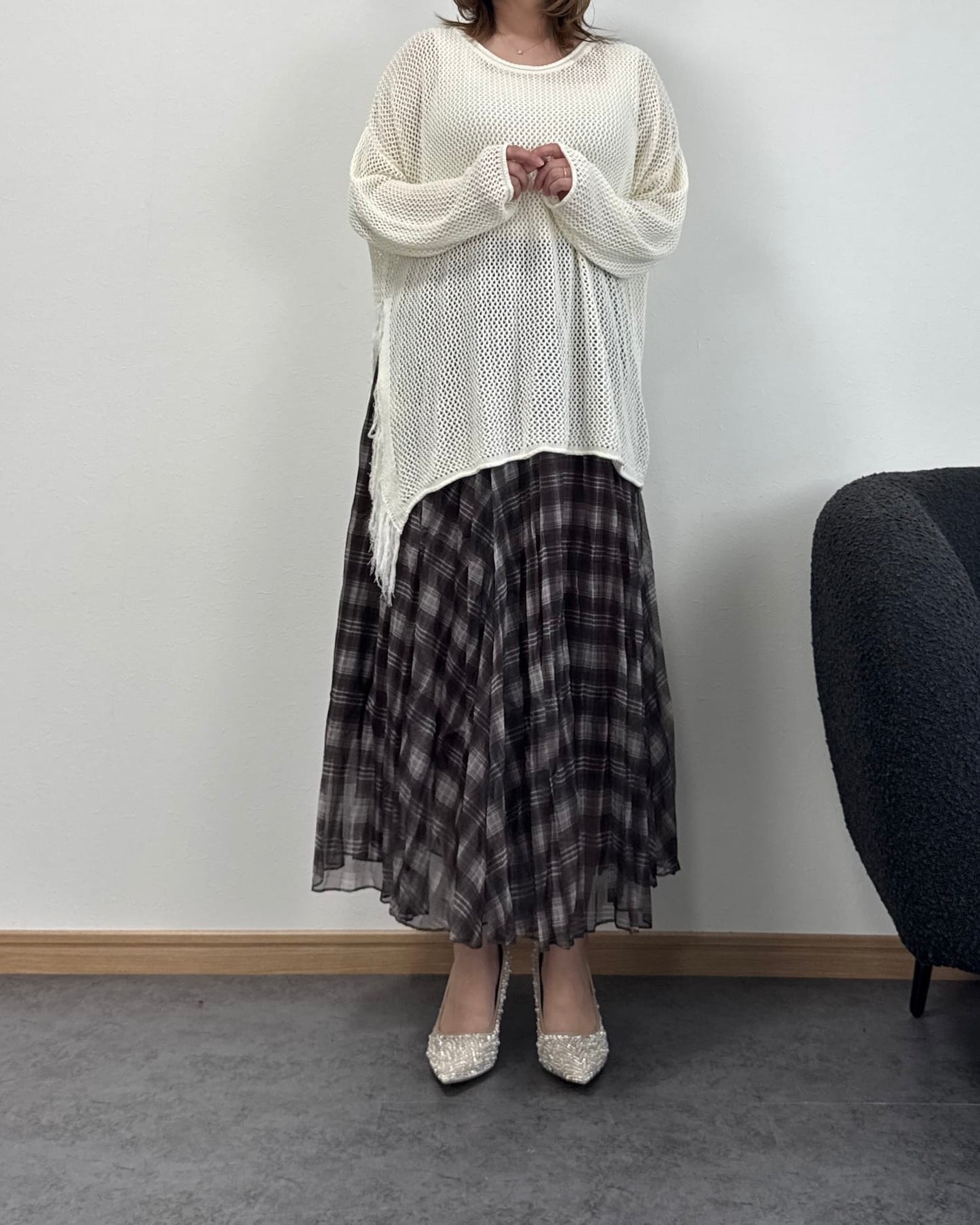 チェックシアースカート