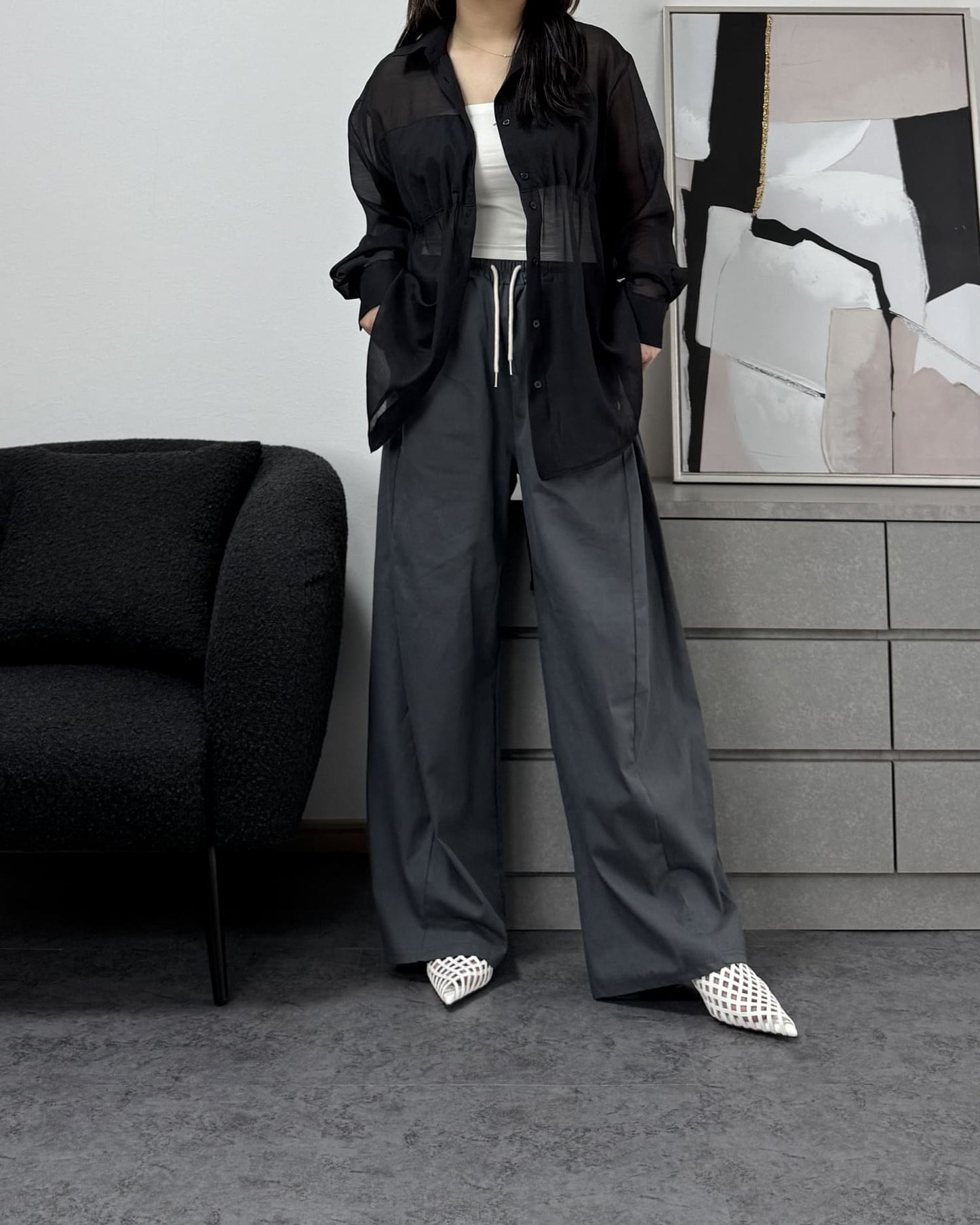 ビスチェ風シアーシャツ