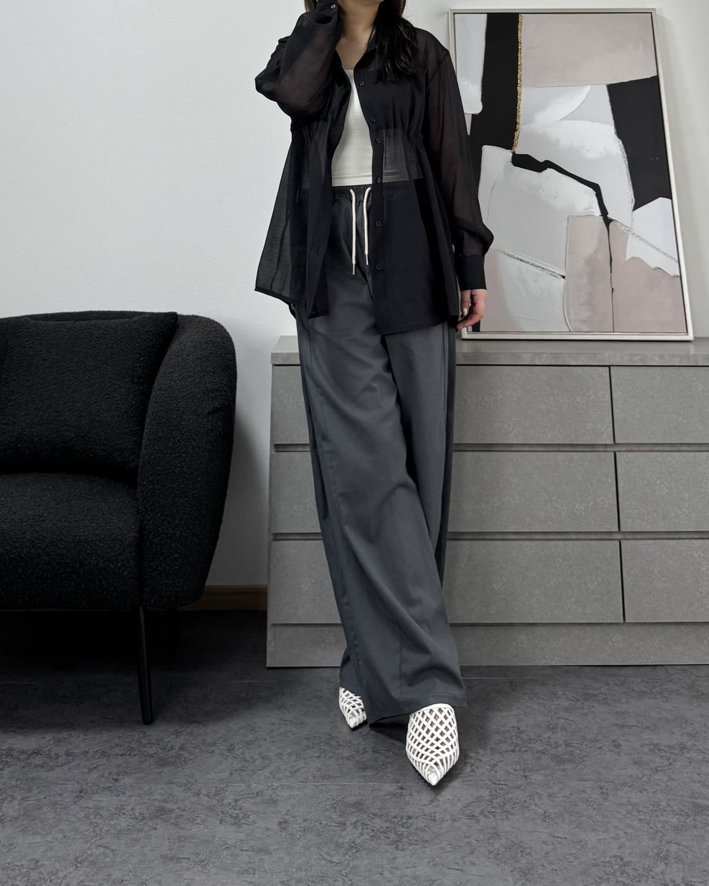 ビスチェ風シアーシャツ